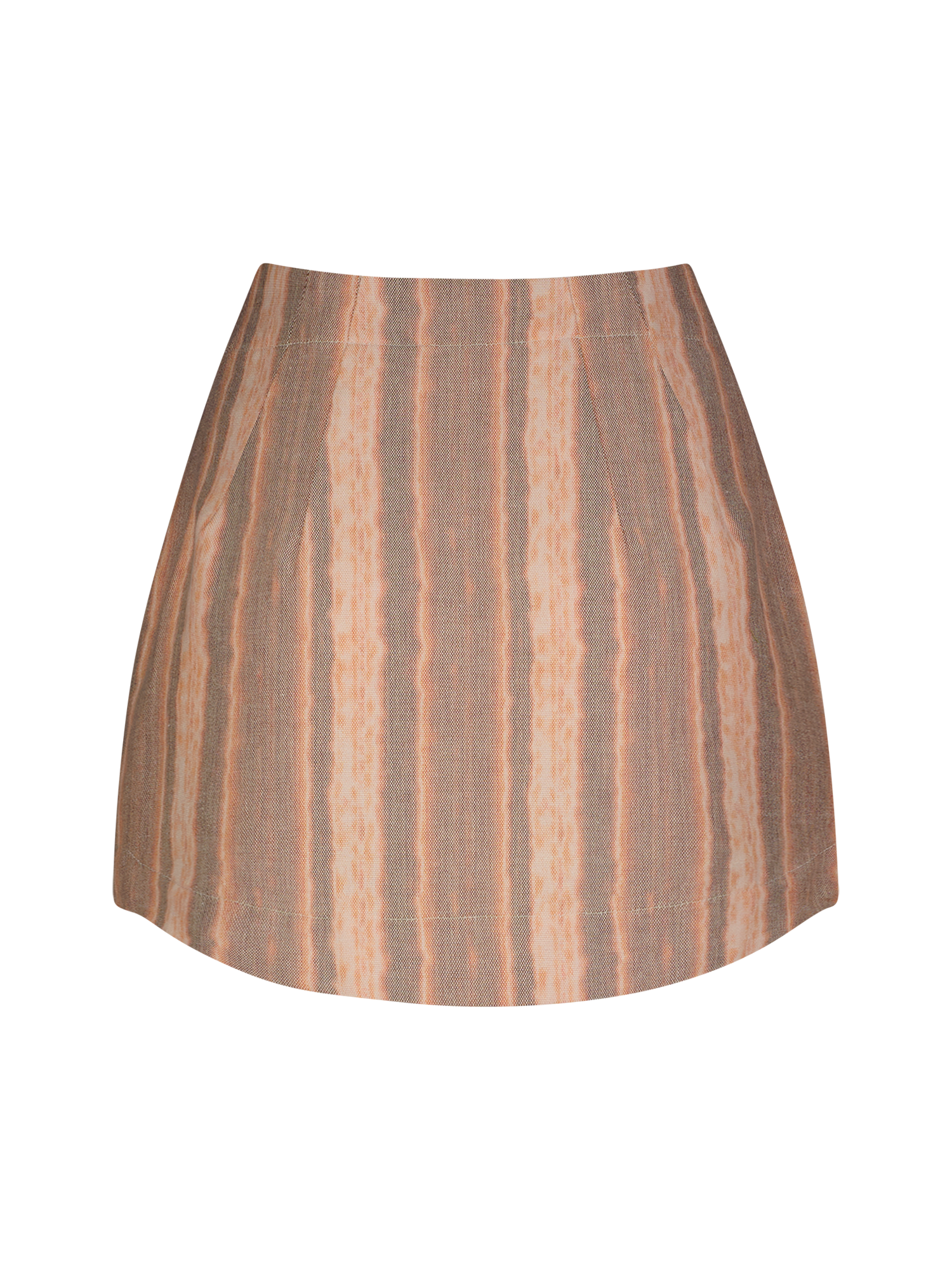 Orange Tie Dye Denim Button Front Mini Skirt