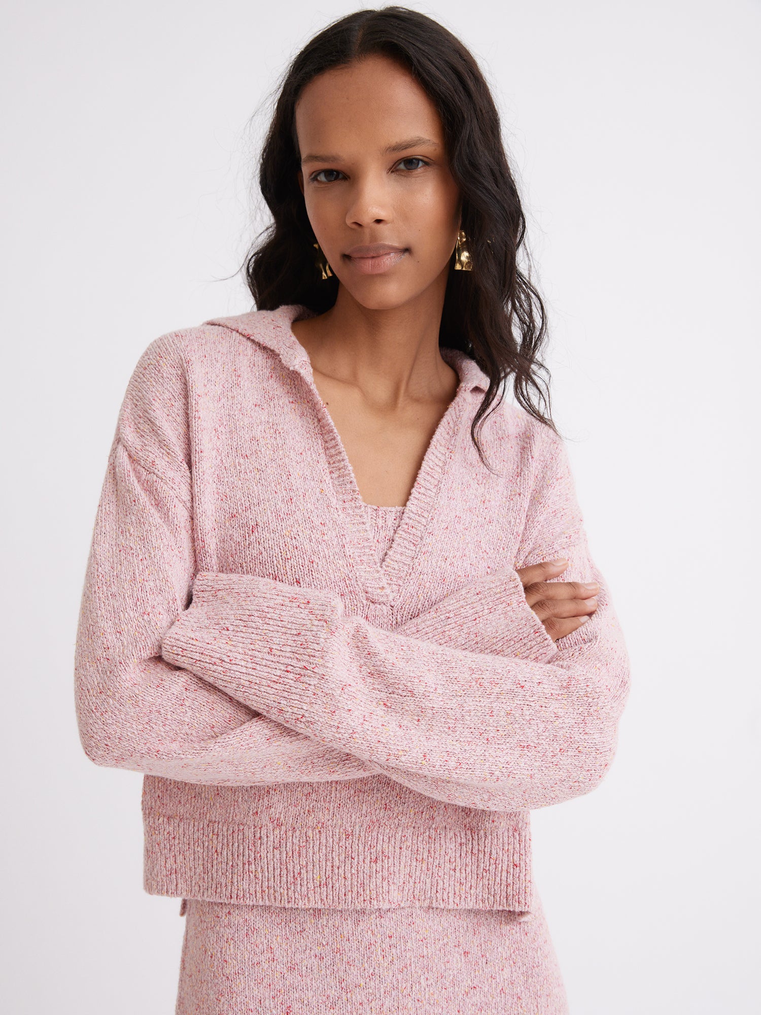 Pink Melange Sailor Knit Pullover