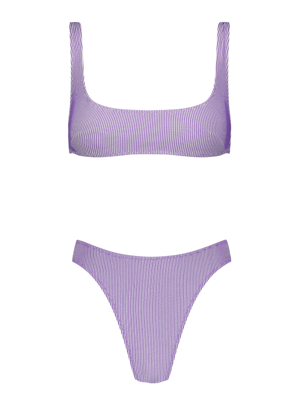 Anna Lavender Rib Knit High-Cut Bikini