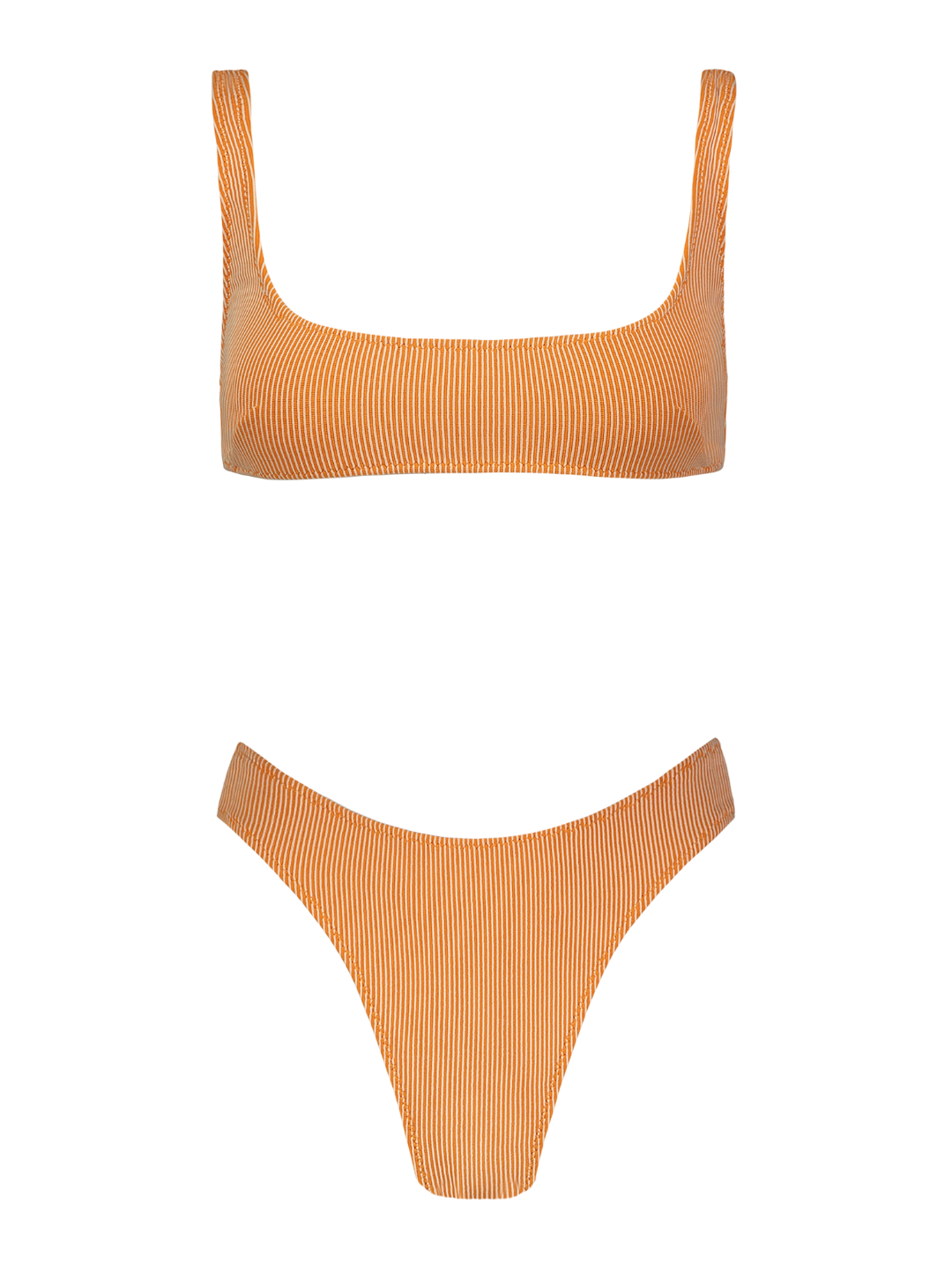 Anna Orange Rib Knit High-Cut Bikini