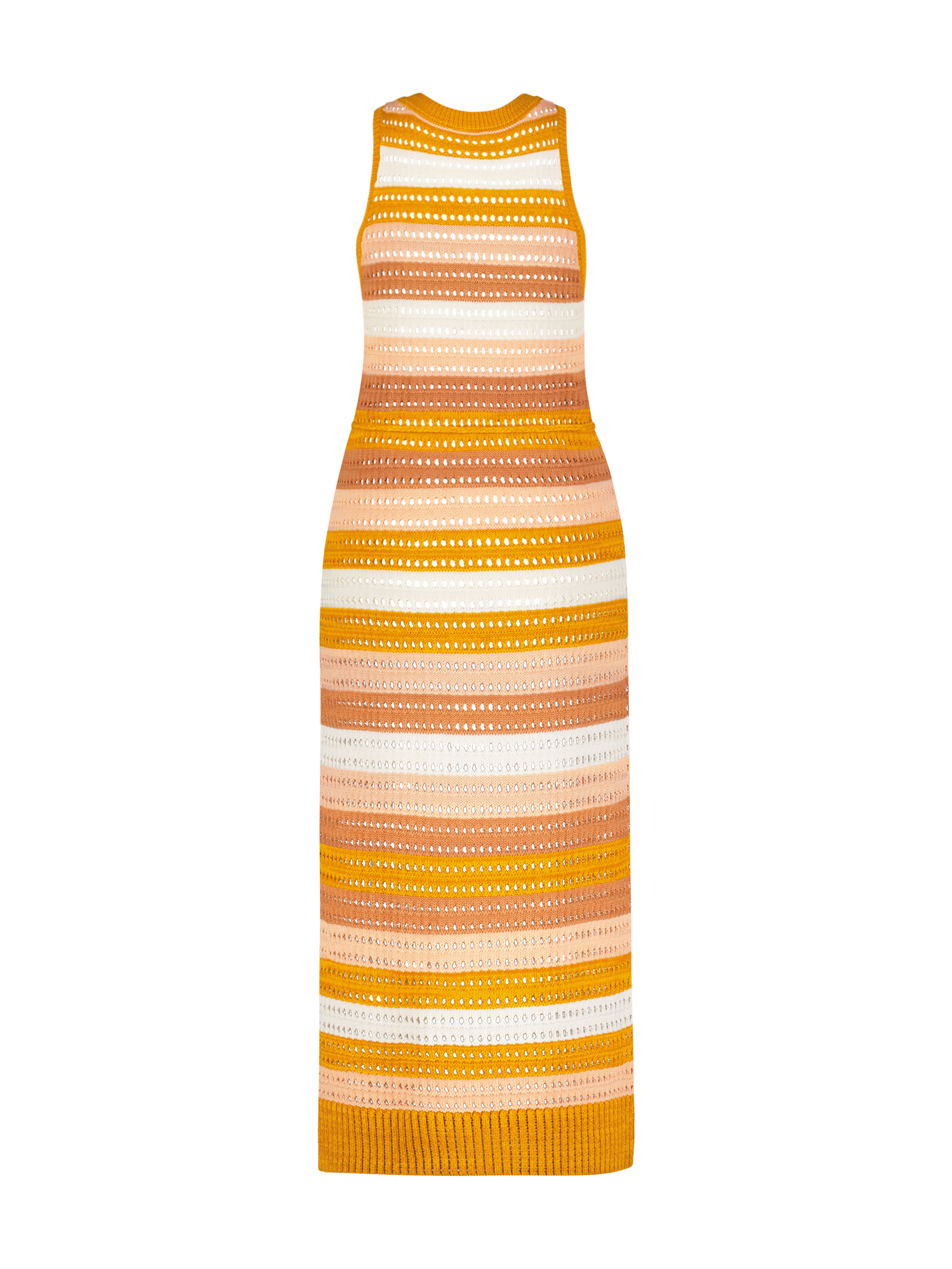 Knit Mesh Sunset Striped Tank Midi Dress