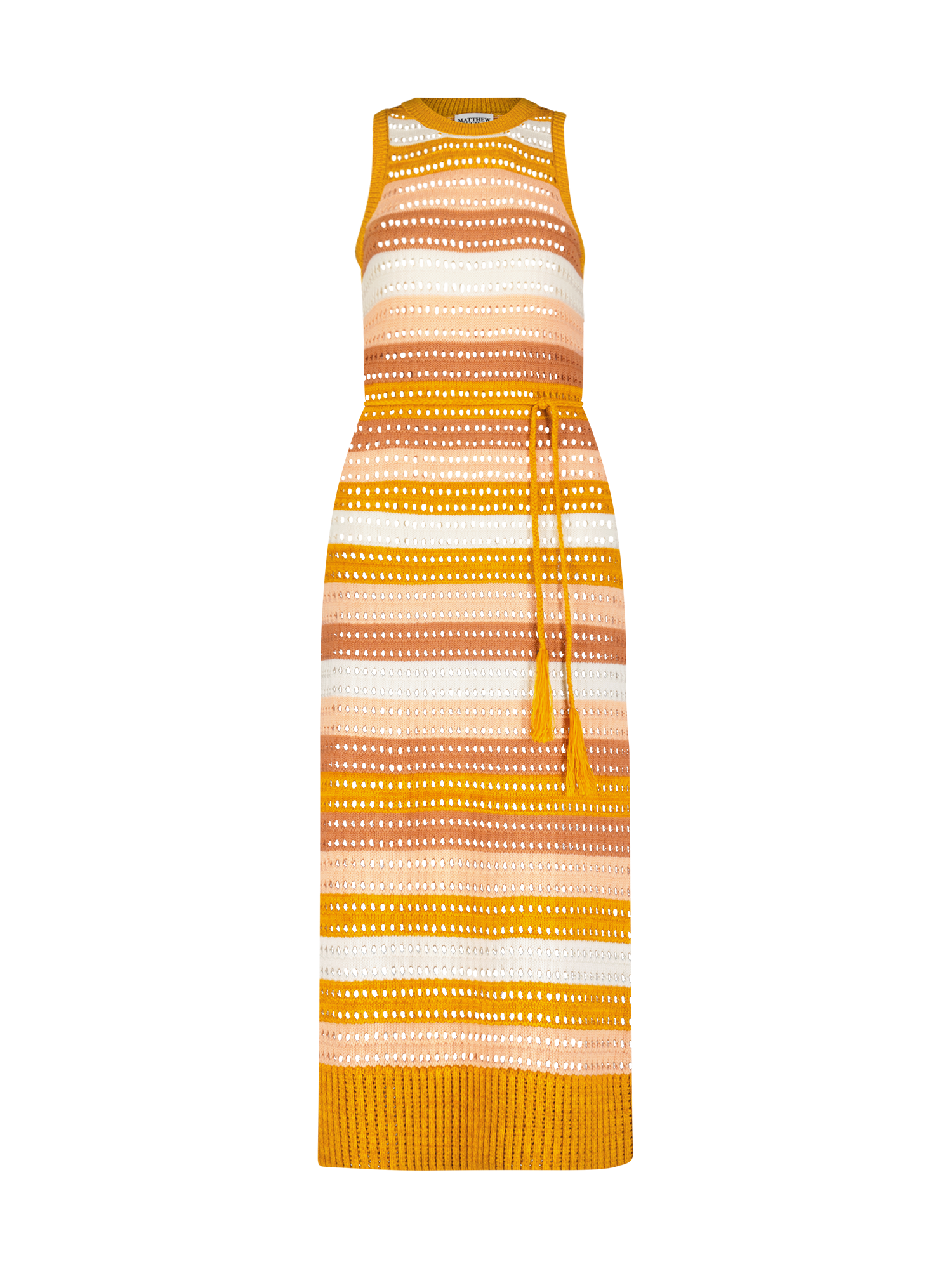 Knit Mesh Sunset Striped Tank Midi Dress