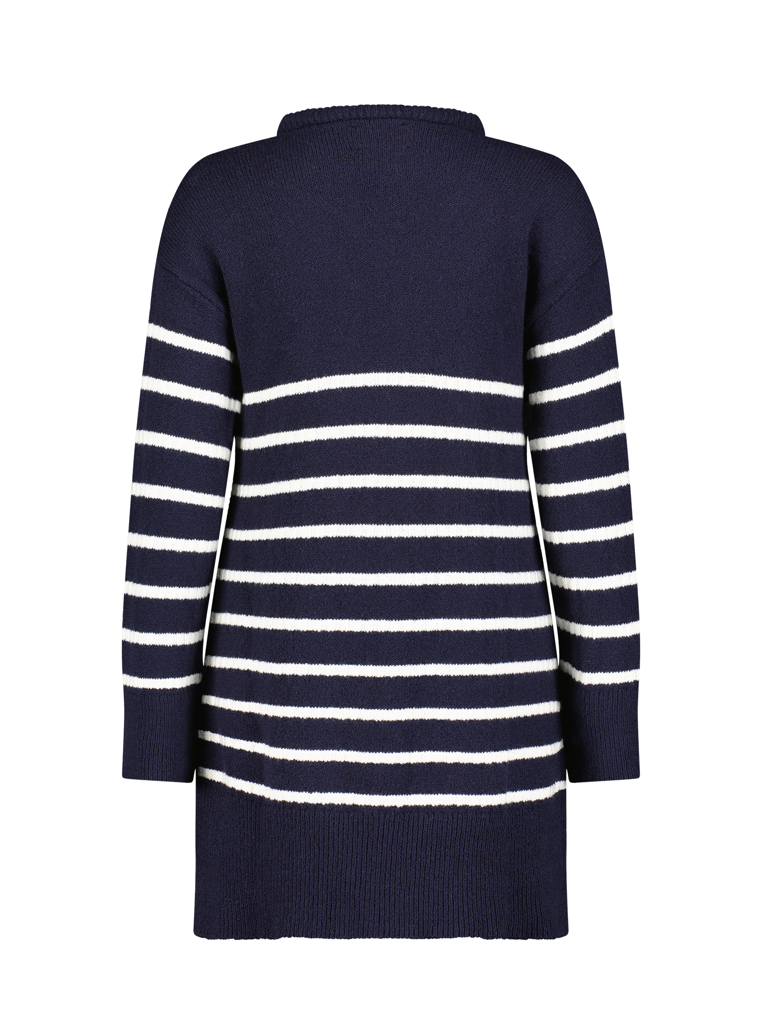 Quarter Zip Navy Striped Knit Pull Over Dress