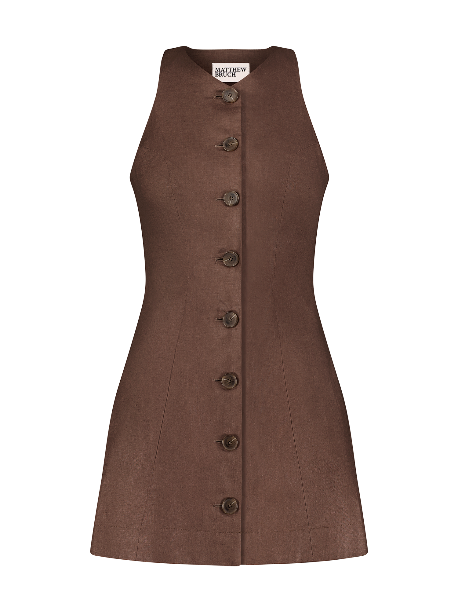 Brown Linen Vest Mini Dress