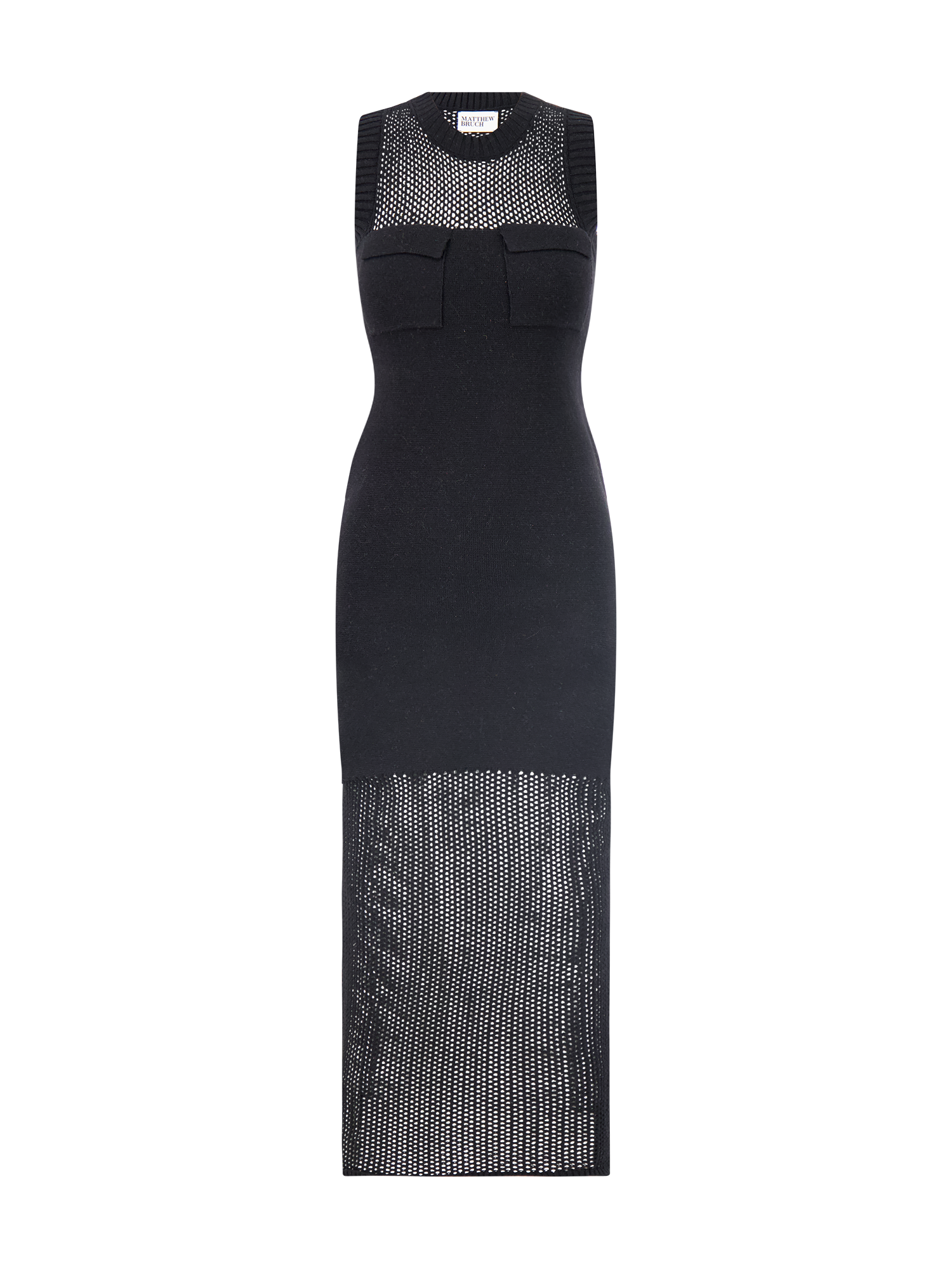 Knit Mesh Cargo Black Tank Midi Dress