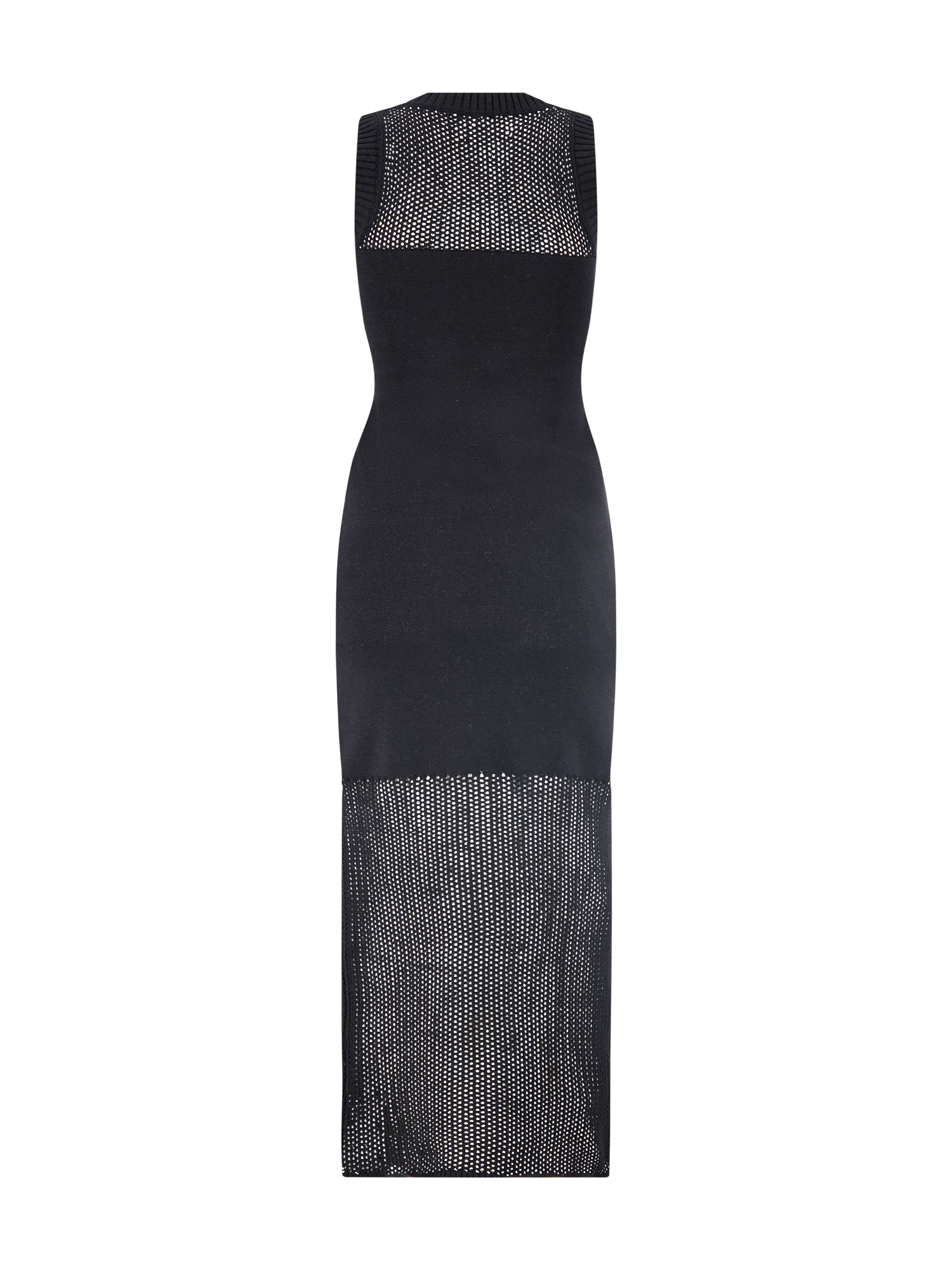 Knit Mesh Cargo Black Tank Midi Dress