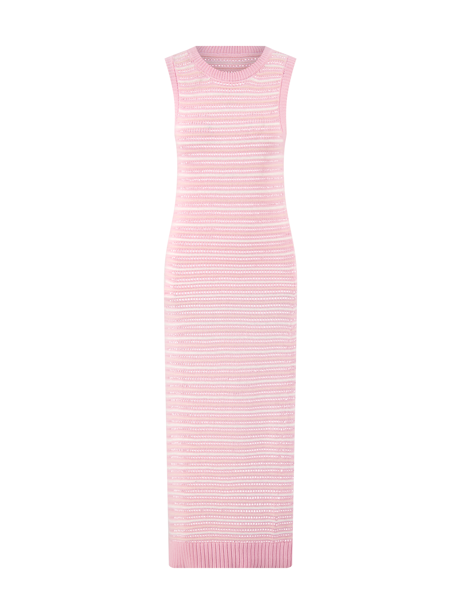 Striped Mesh Pink Tank Midi Dress