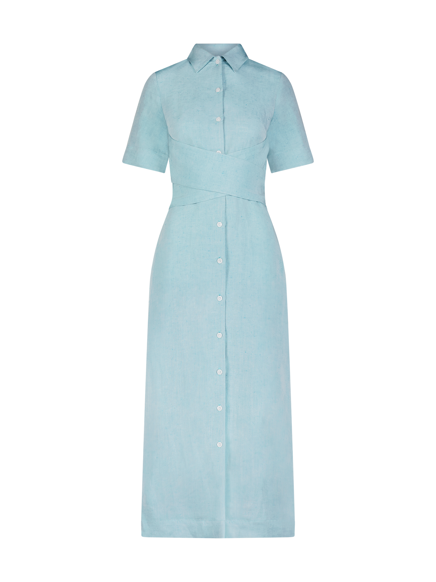 Wrap Seafoam Viscose Midi Shirt Dress