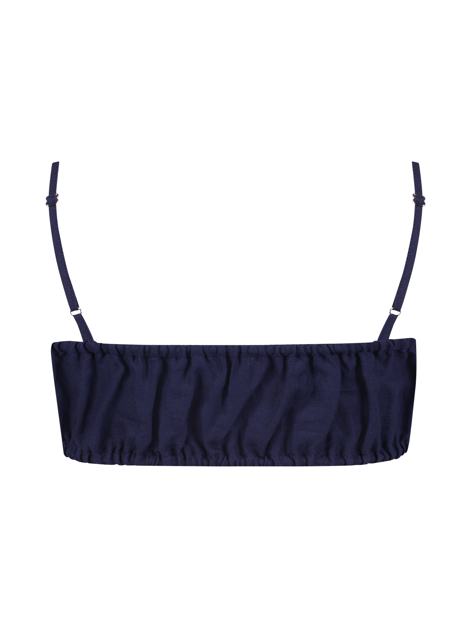 Structured Bandeau Navy Linen Crop Top