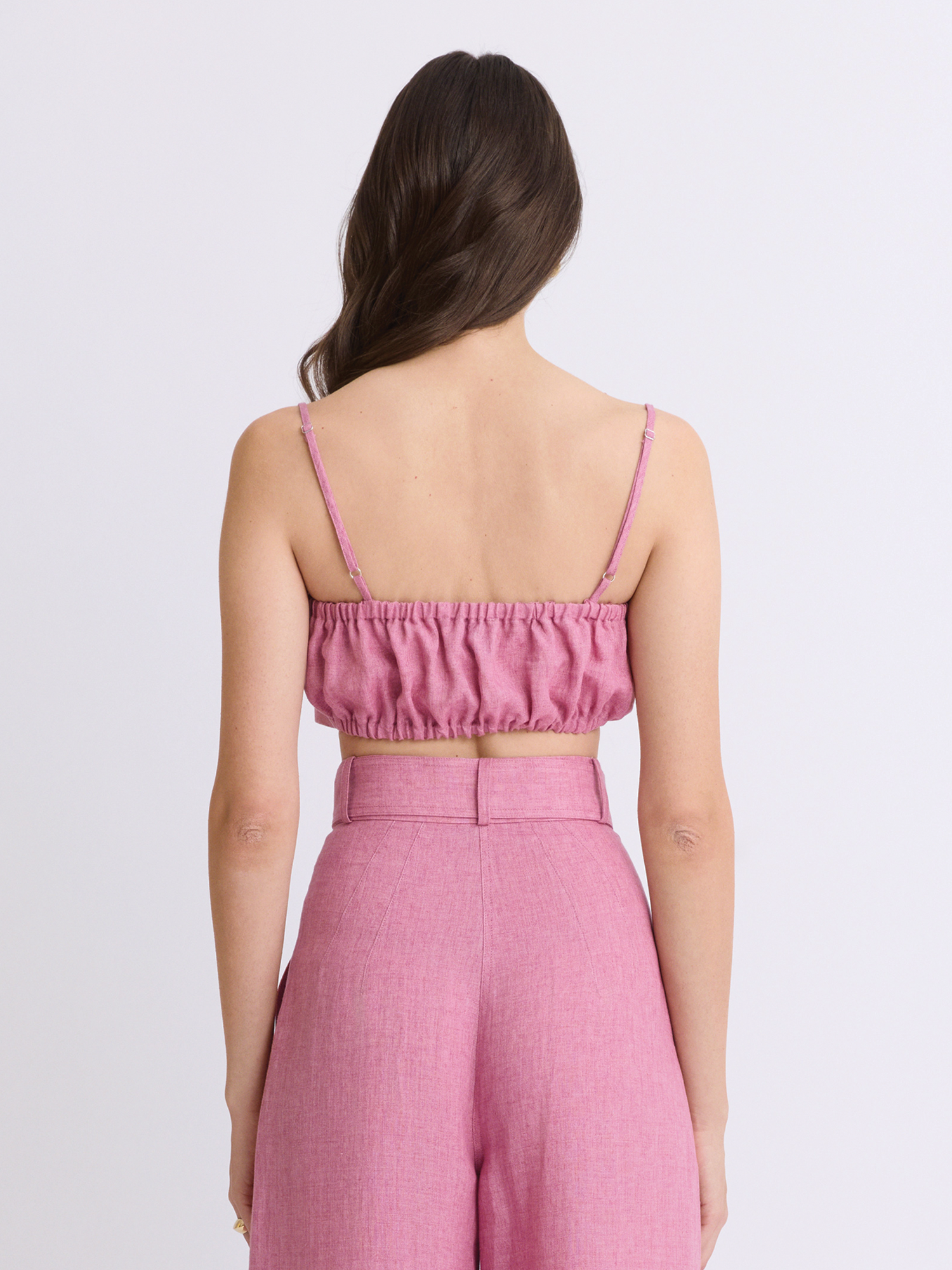 Structured Bandeau Orchid Linen Crop Top