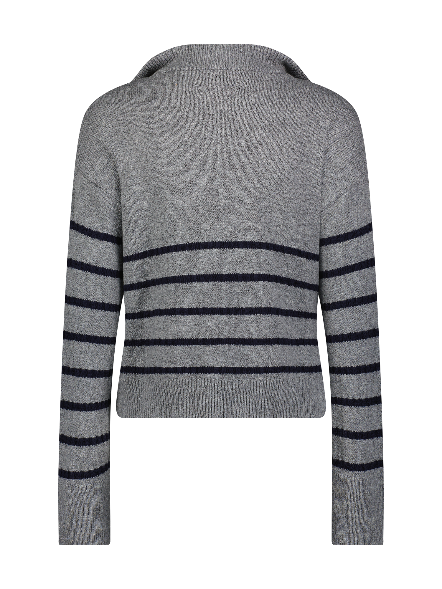 Quarter Zip Charcoal Striped Knit Pull Over