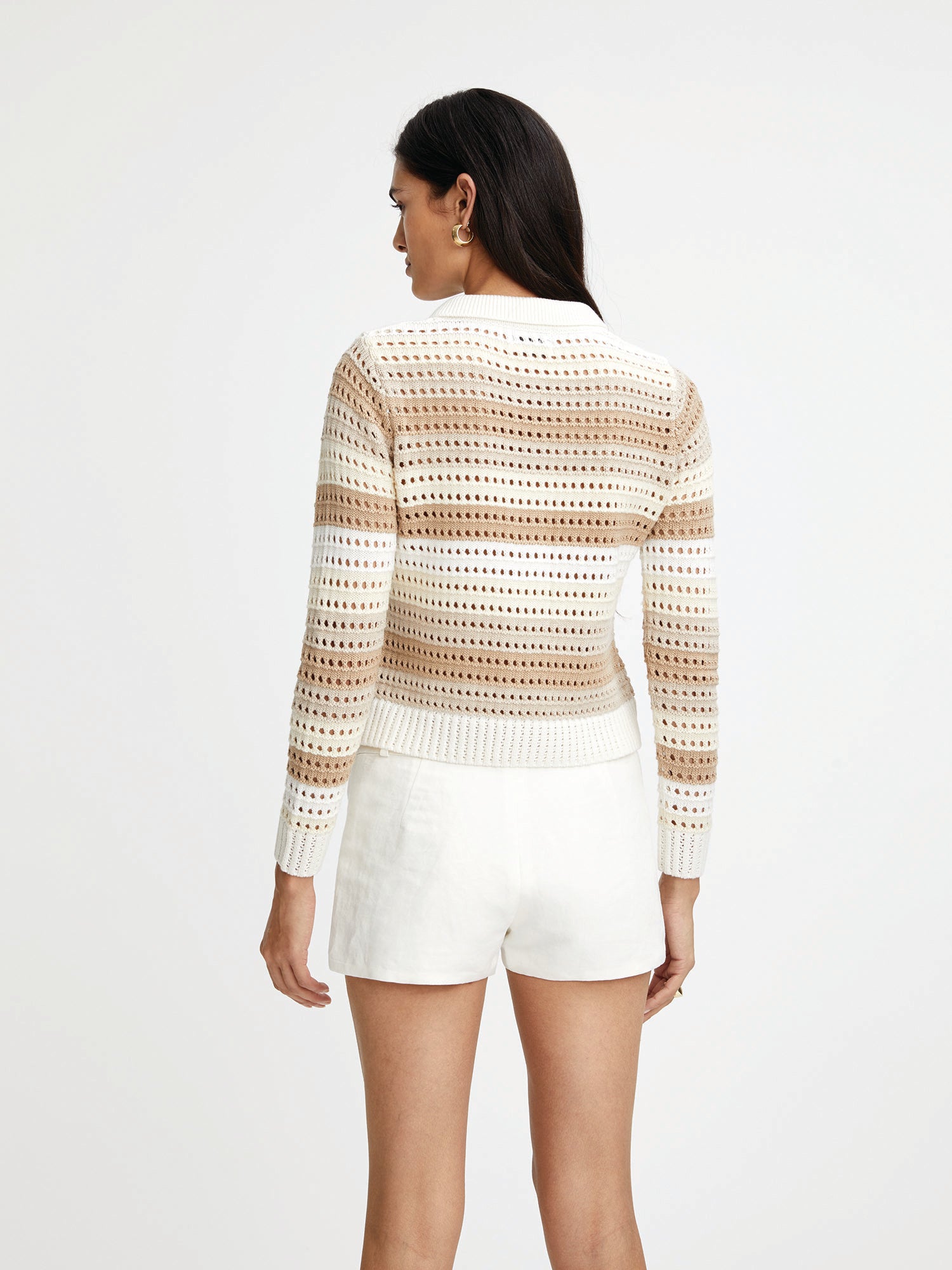 Knit Mesh Natural Striped Jacket