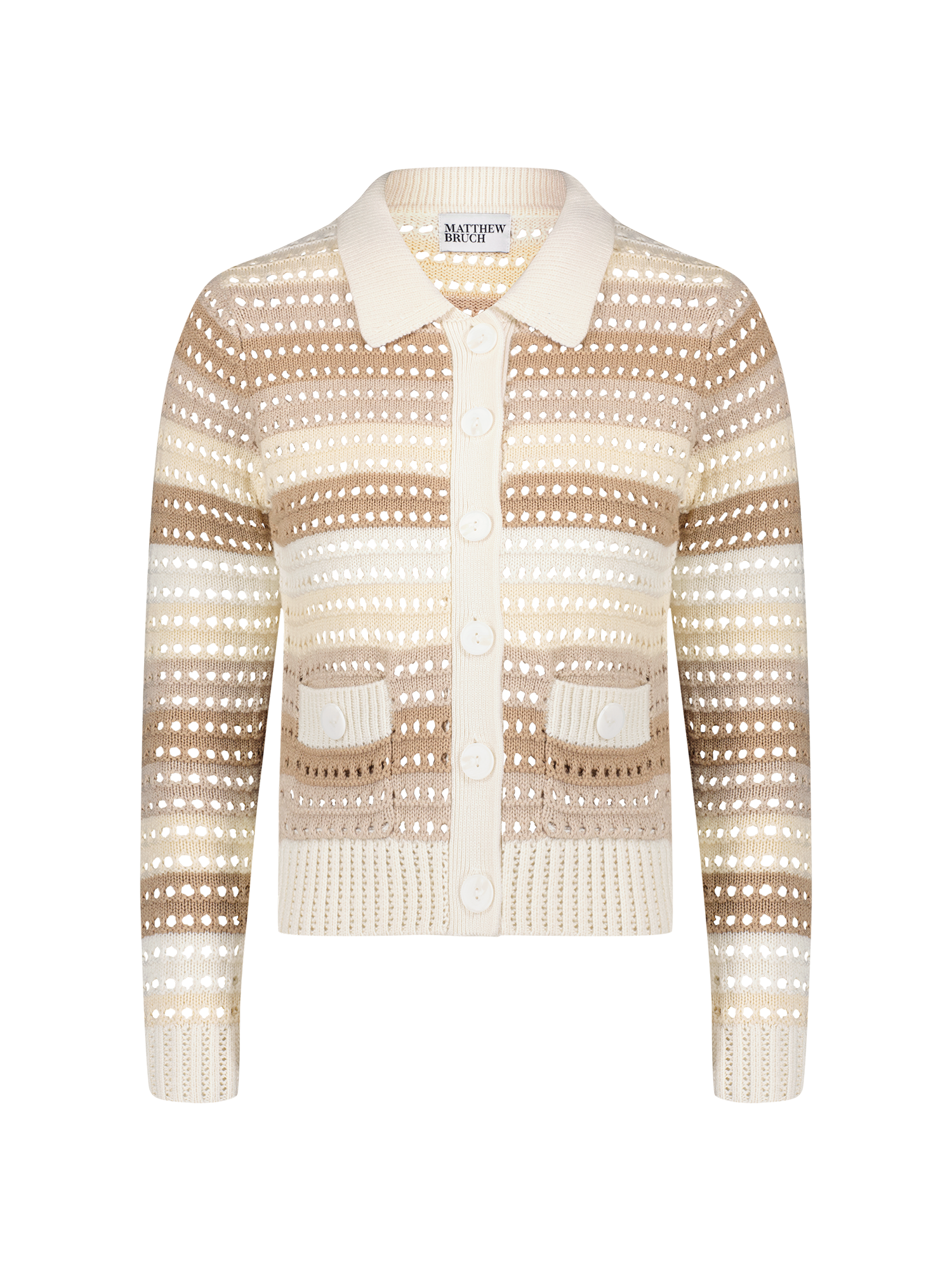 Knit Mesh Natural Striped Jacket