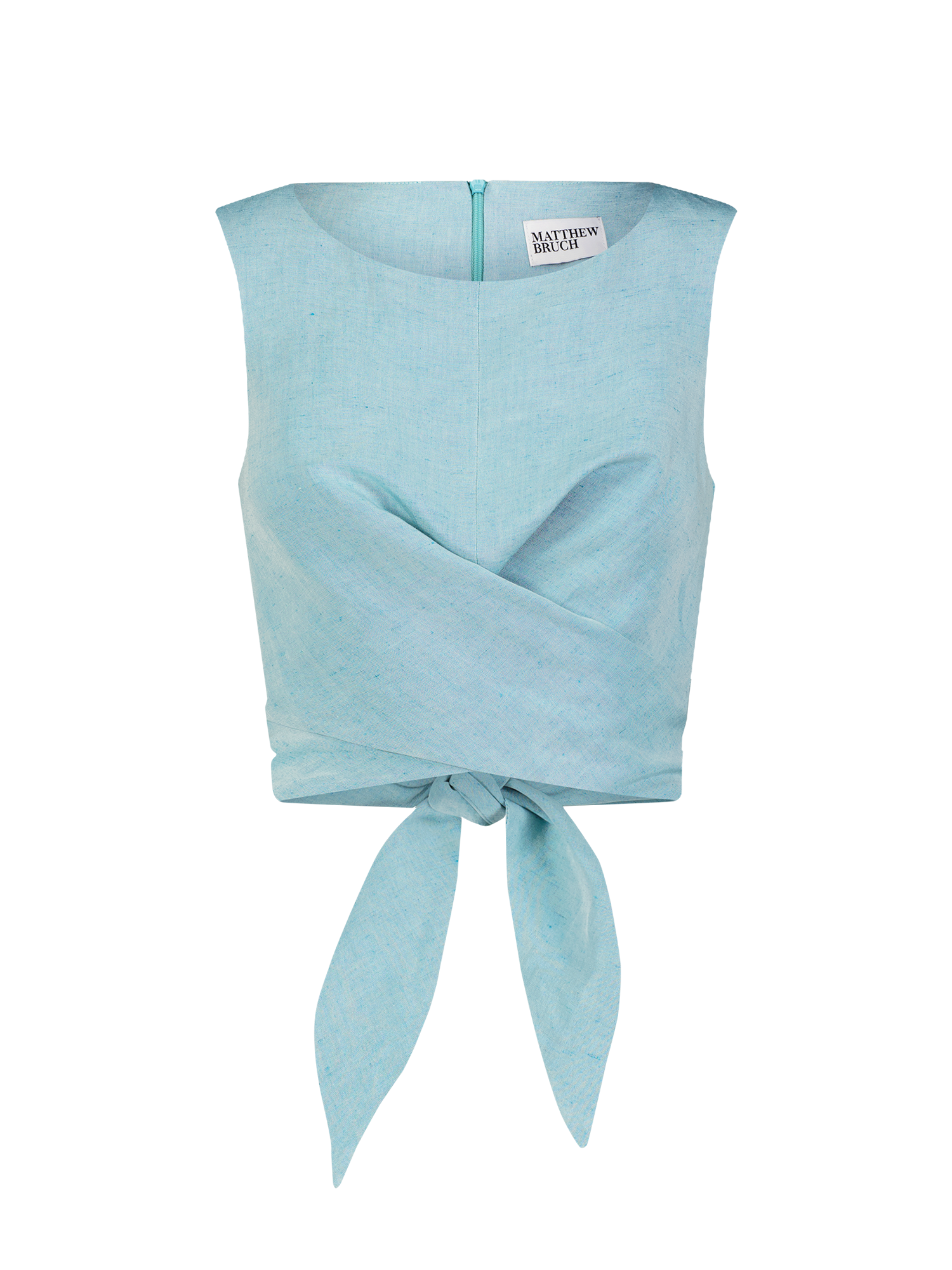 Boat Neck Sleeveless Seafoam Viscose Wrap Top