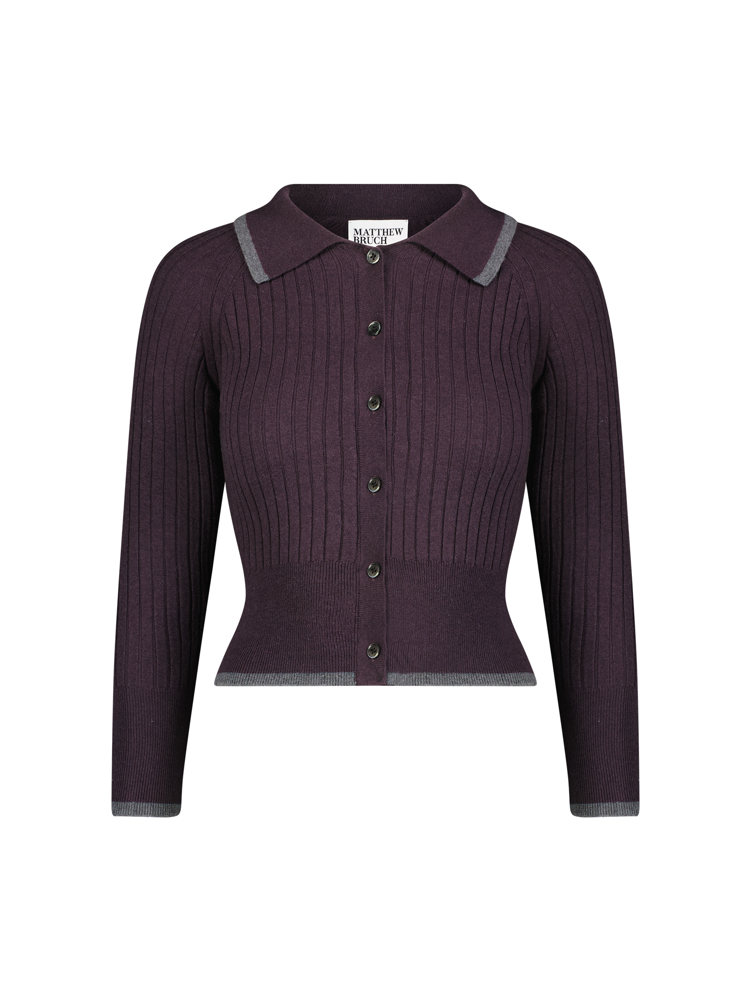 Rib Knit Eggplant Cropped Cardigan