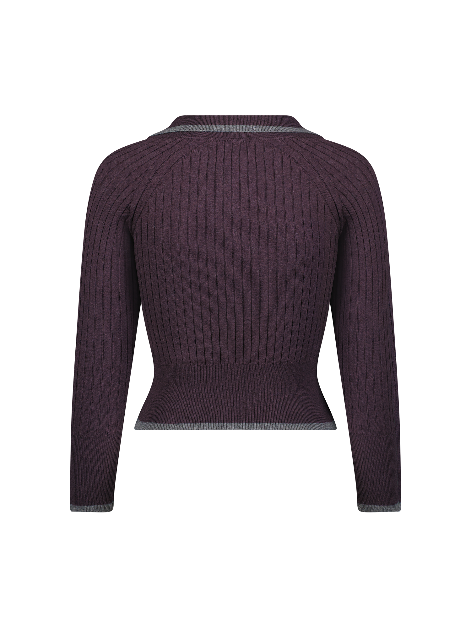 Rib Knit Eggplant Cropped Cardigan