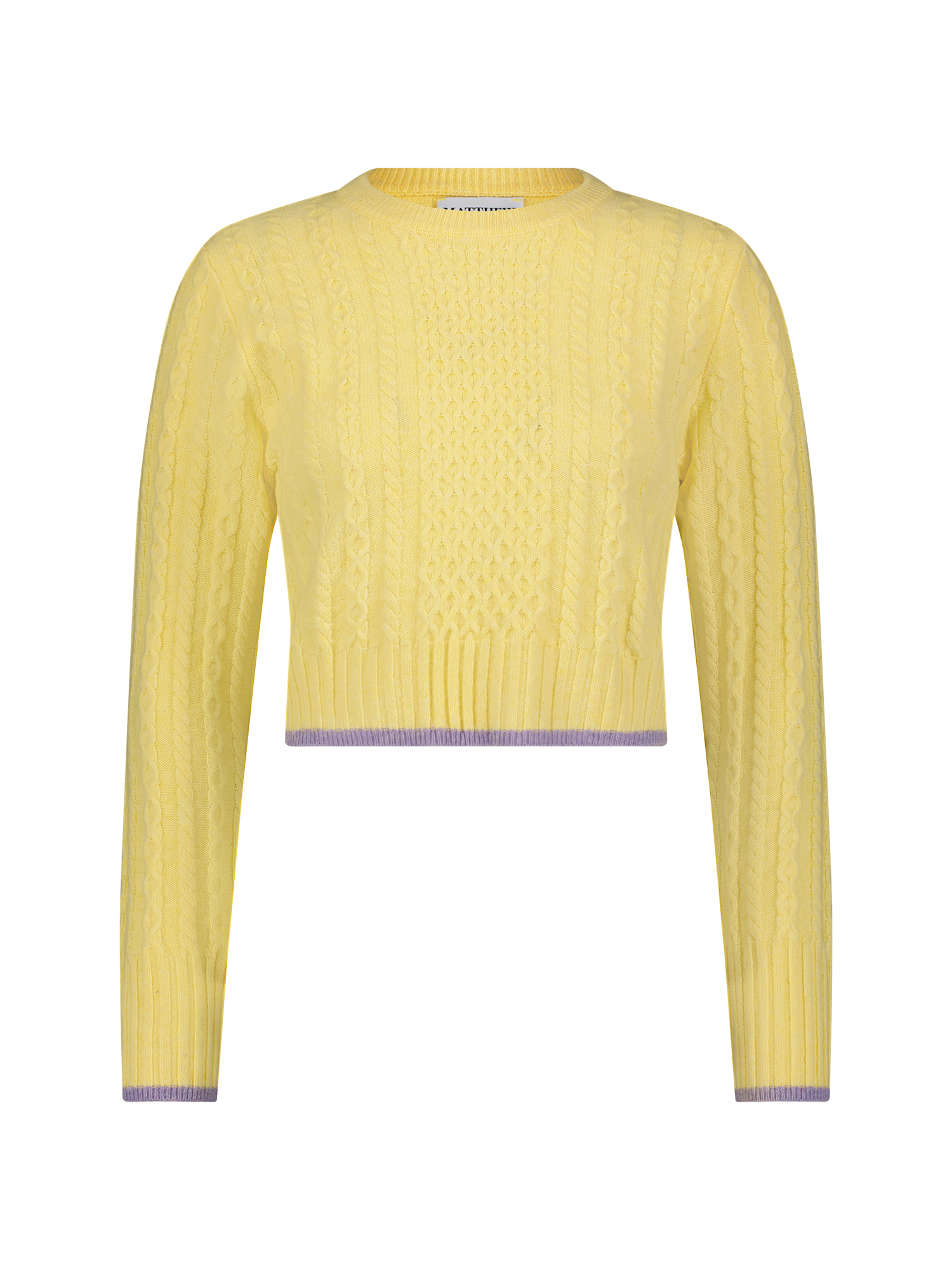 Cable Knit Yellow Crew Neck Sweater