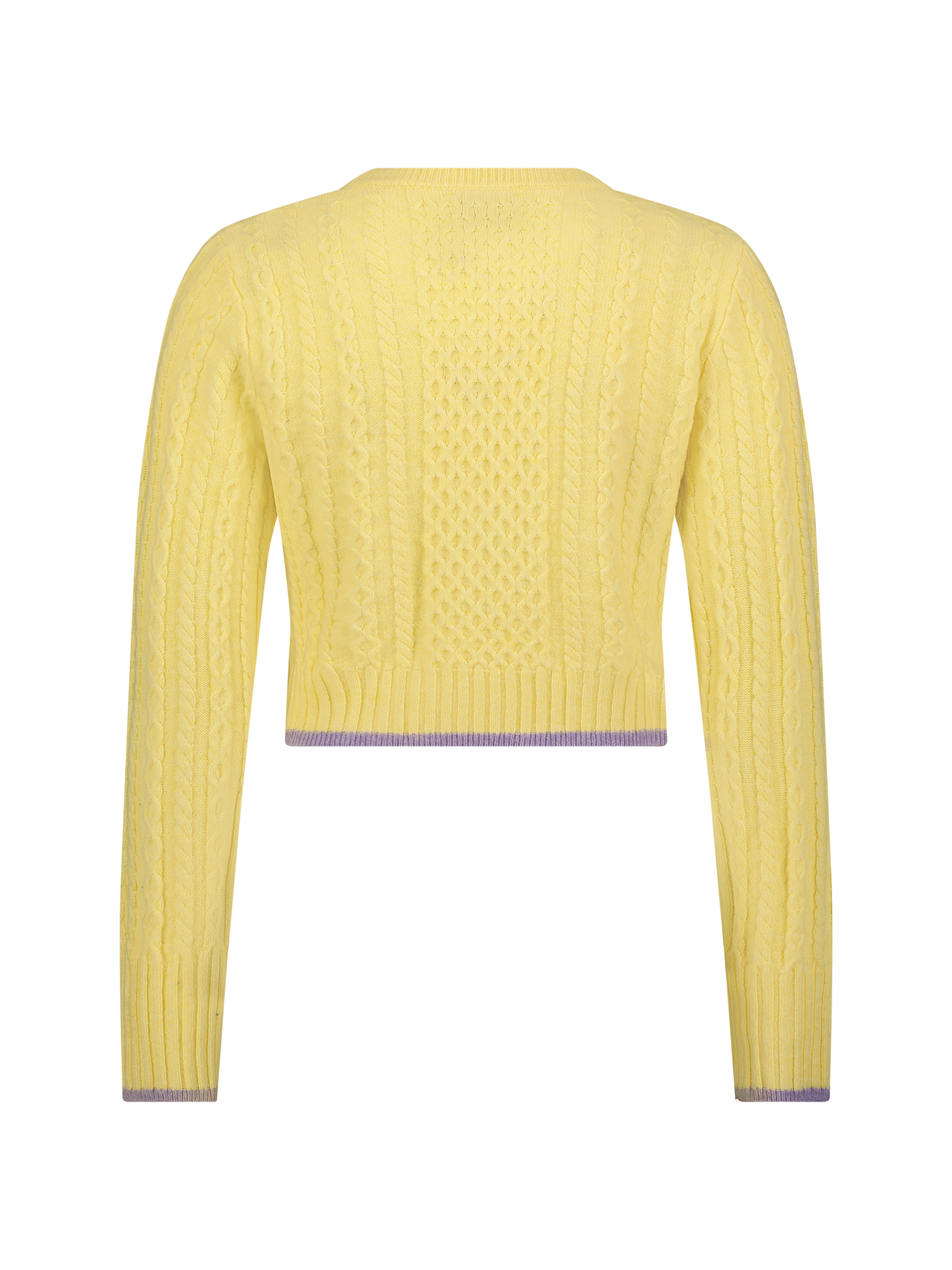 Cable Knit Yellow Crew Neck Sweater