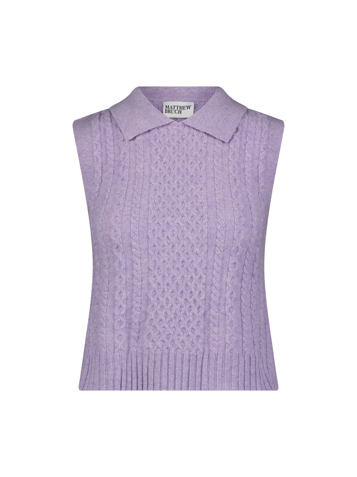 Cable Knit Lavender Collared Vest