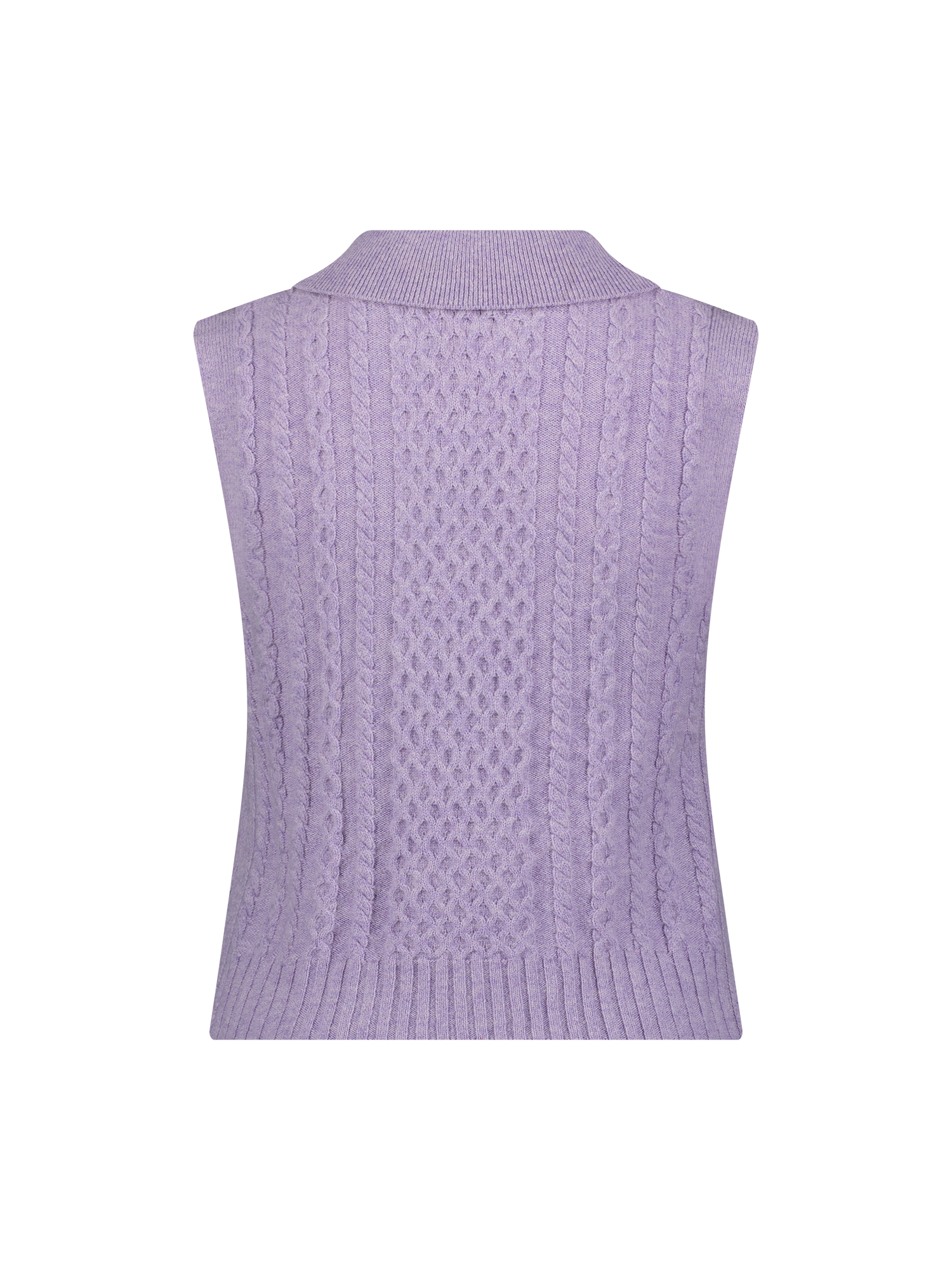 Cable Knit Lavender Collared Vest