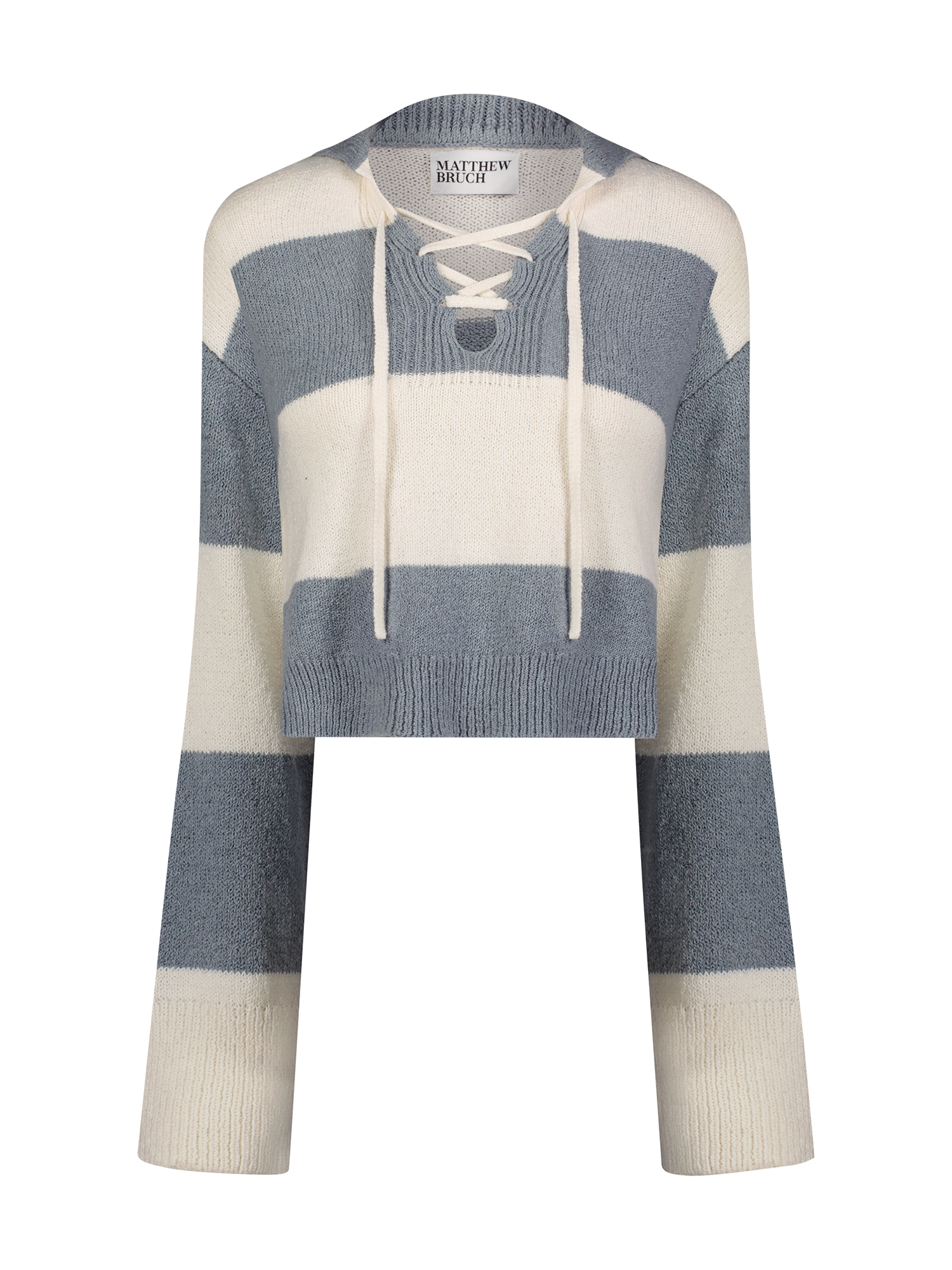 Rugby Lace-Up Denim Blue Sweater
