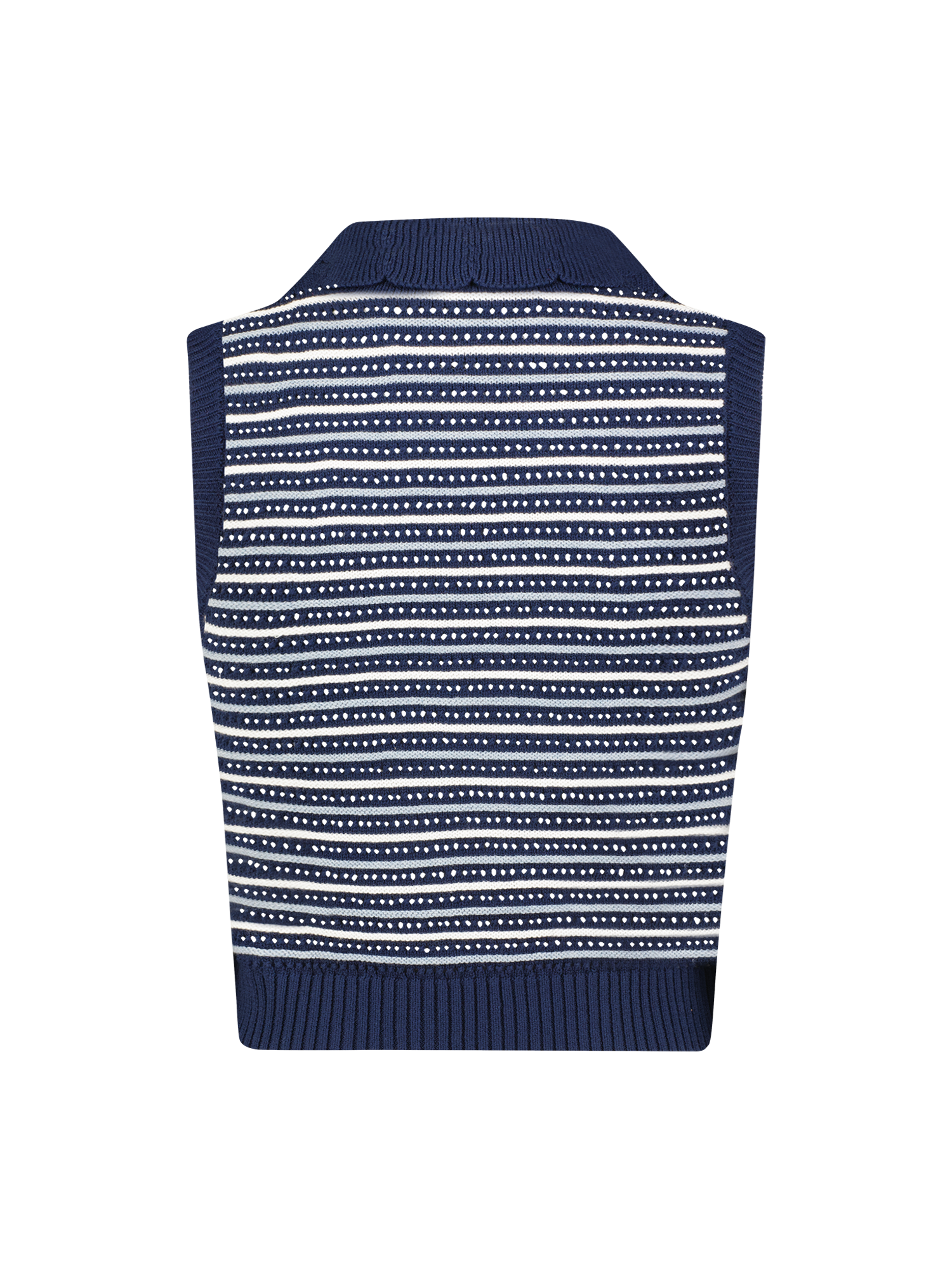 Striped Mesh Collared Navy Tank Top