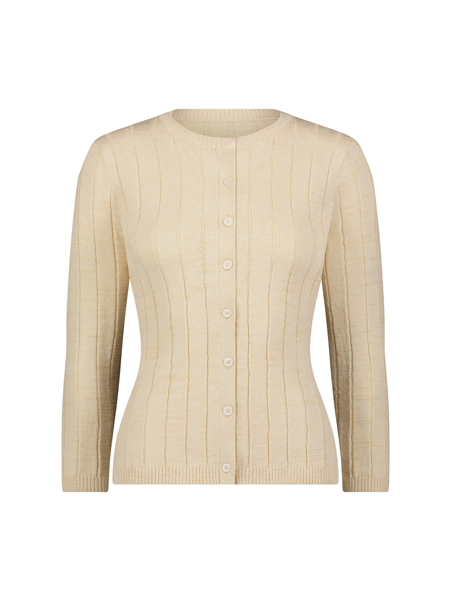 Long Sleeve Ecru Rib Cardigan