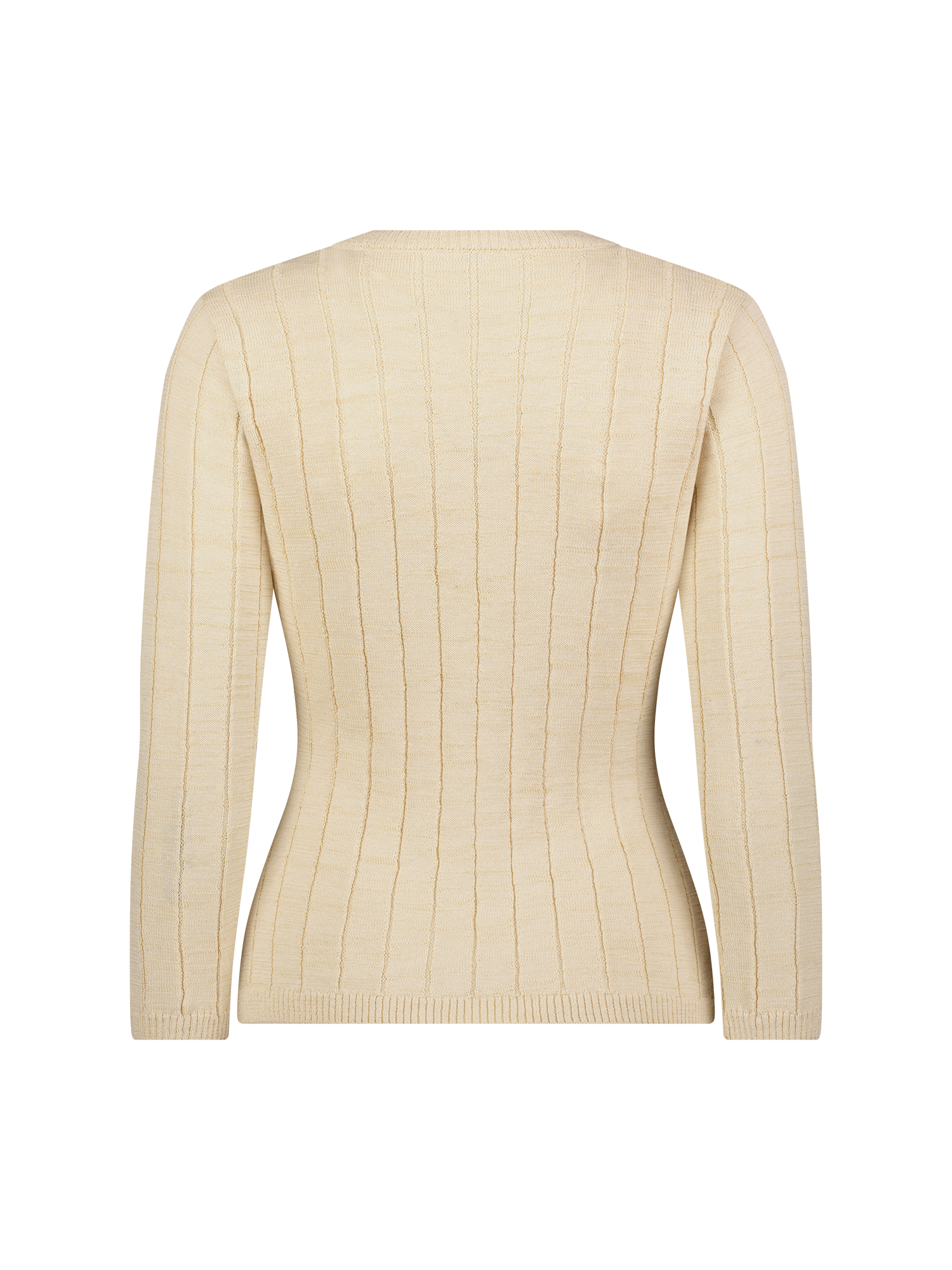 Long Sleeve Ecru Rib Cardigan