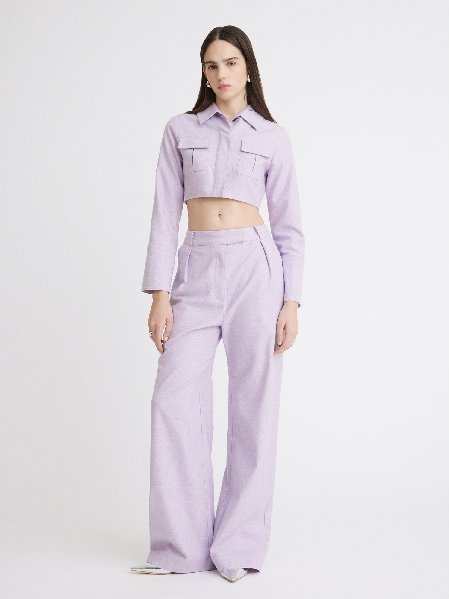 Low-Rise Lavender Flannel Pleated Pant