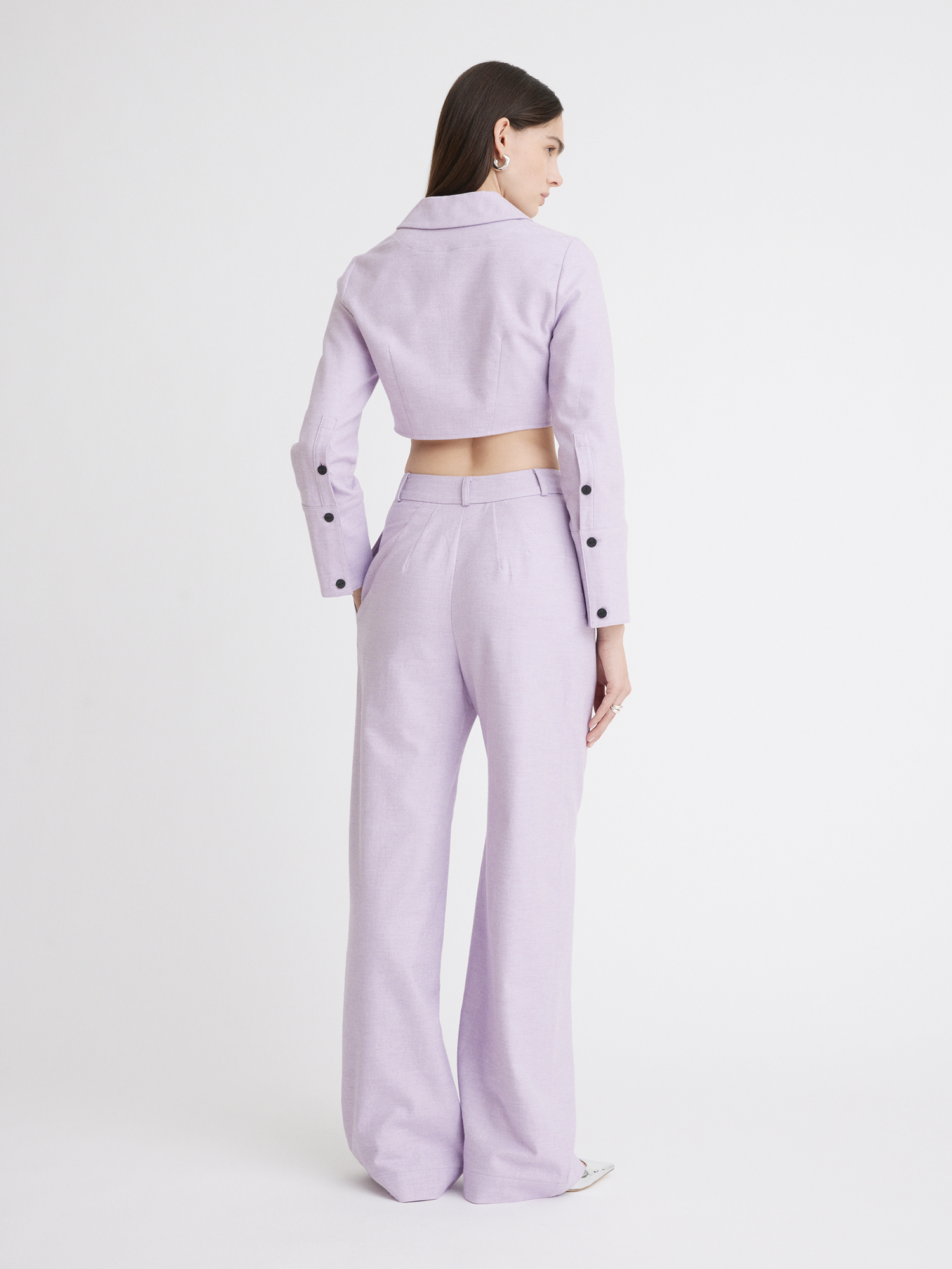 Low-Rise Lavender Flannel Pleated Pant