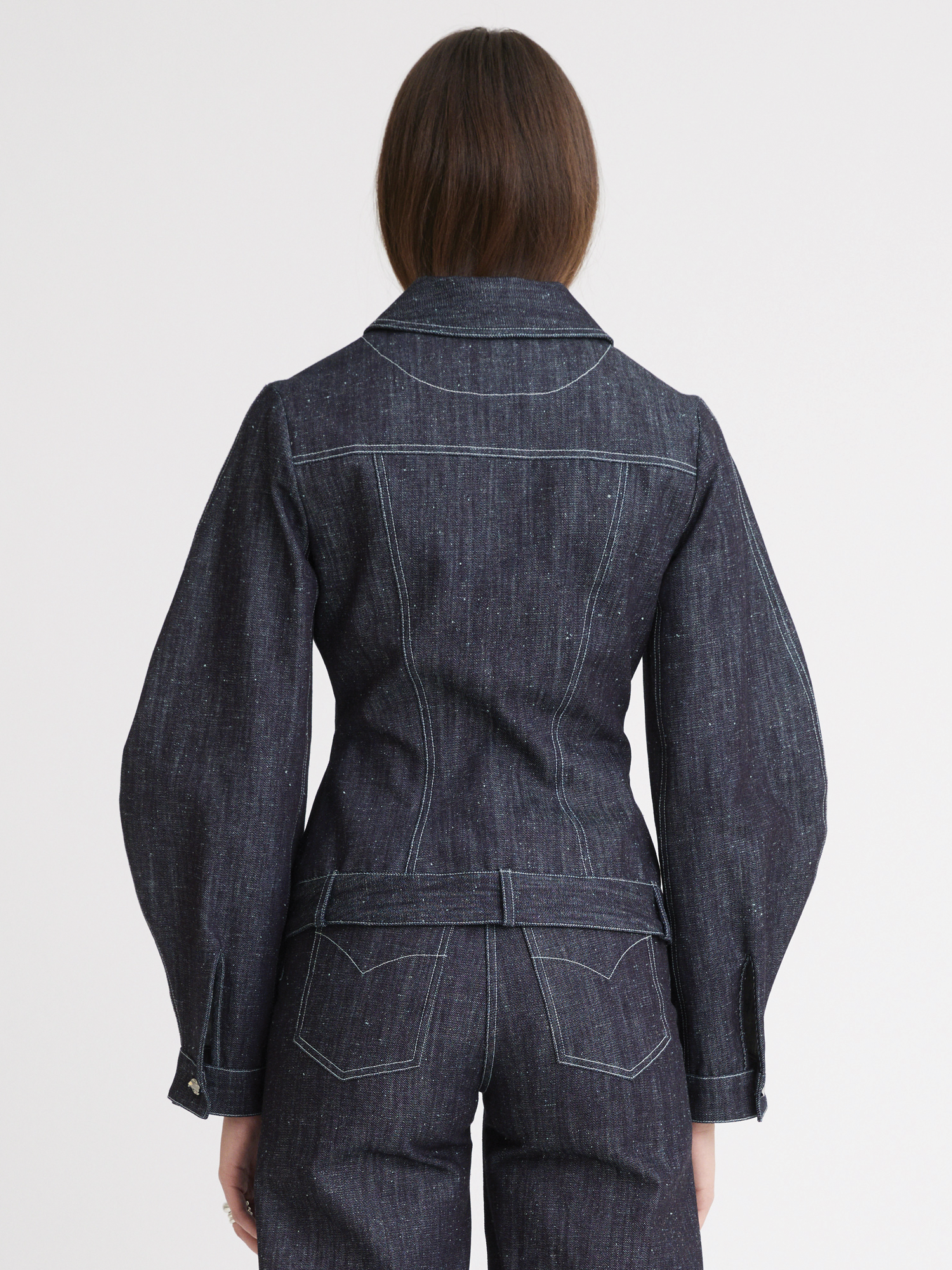 Seamed Leg of Mutton Raw Denim Jacket