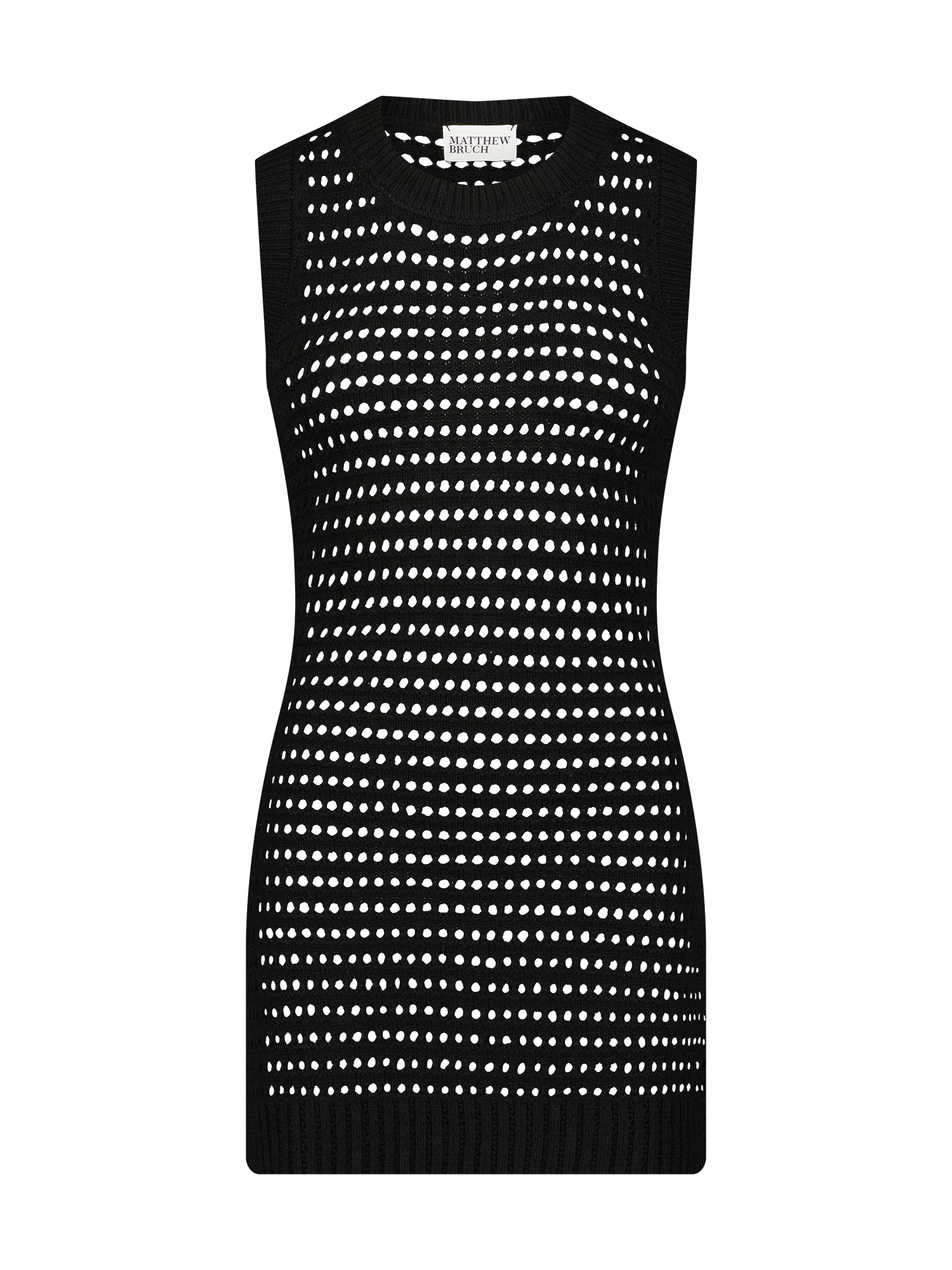Knit Mesh Tank Black Mini Dress