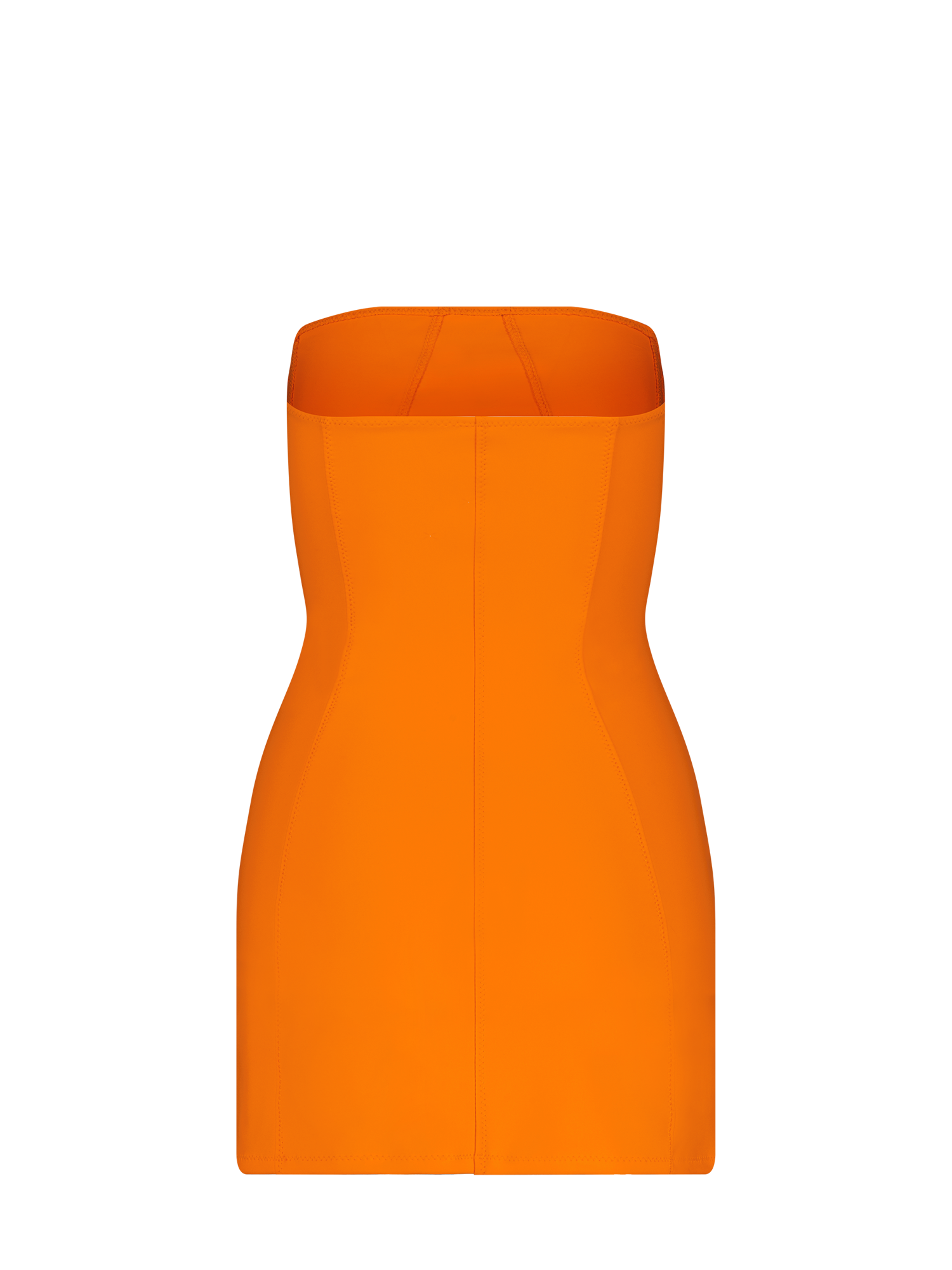 Seamed Orange Scuba Strapless Mini Dress