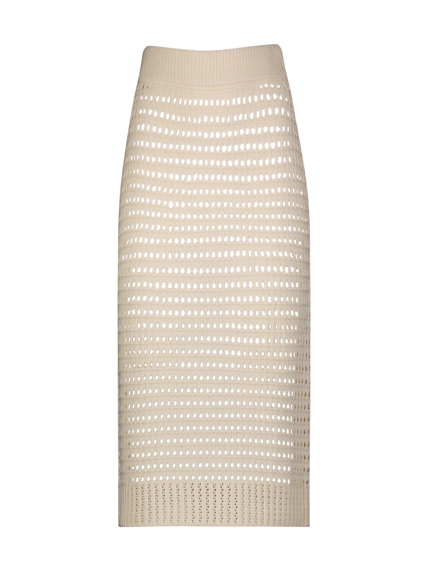Knit Mesh Cream Midi Skirt