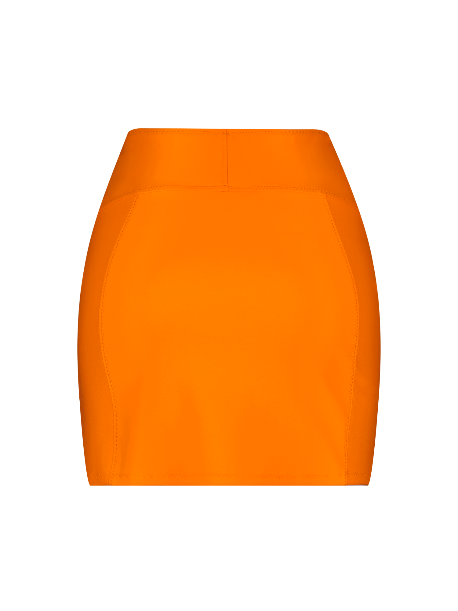 Seamed Orange Scuba Mini Skirt