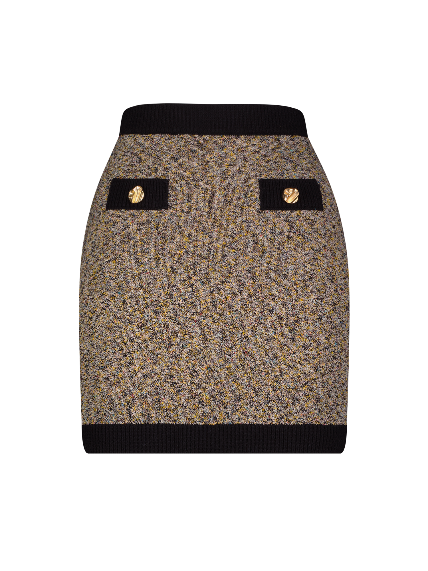 Black Tweed Knit Mini Skirt