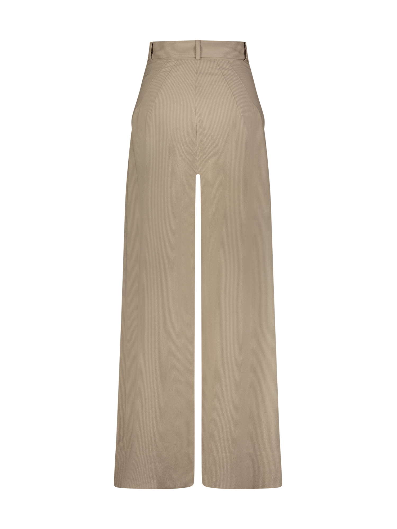 Wide Leg Pleated Taupe Seersucker Pant