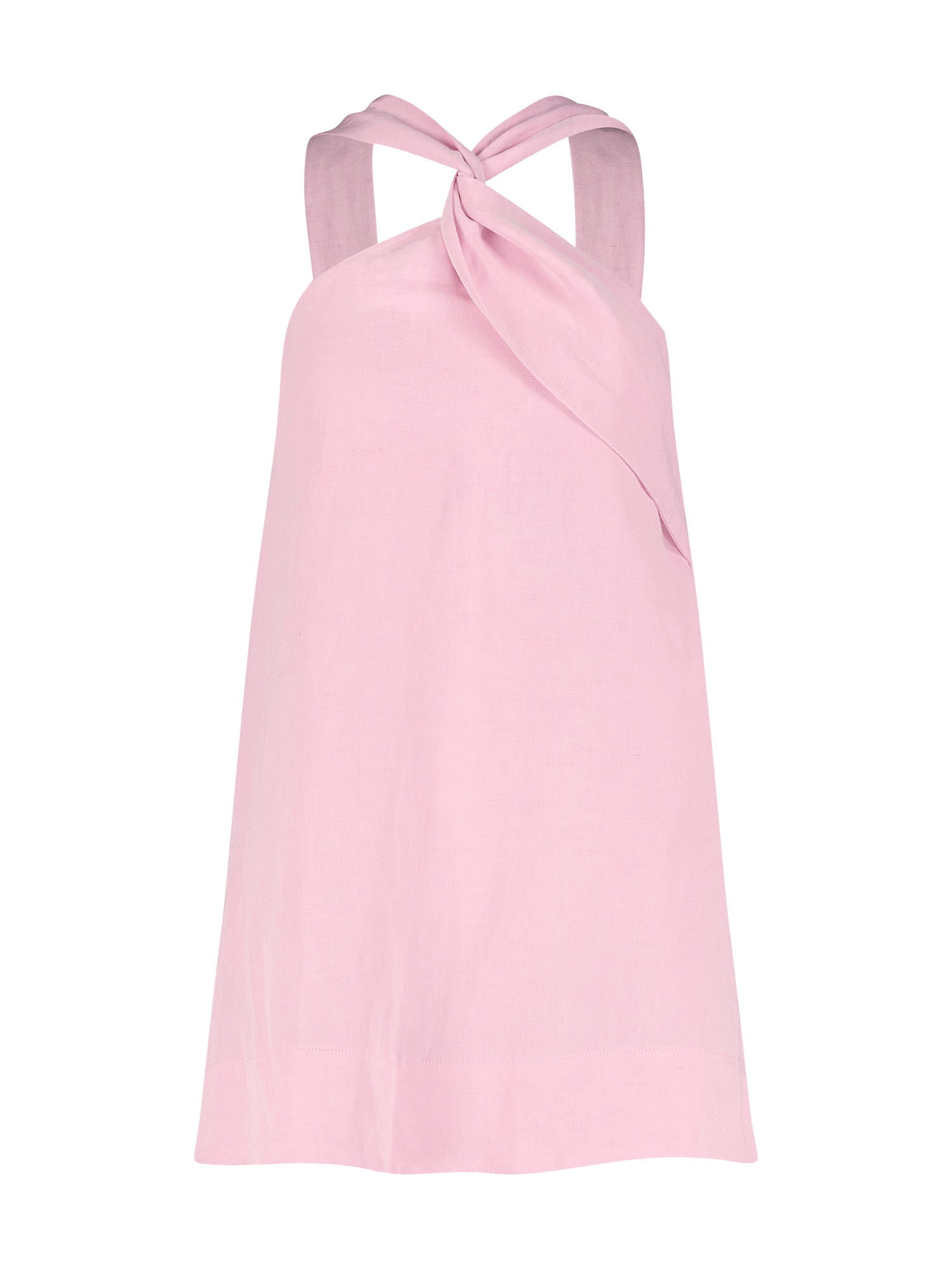 Asymmetric Twist Pink Viscose Mini Dress