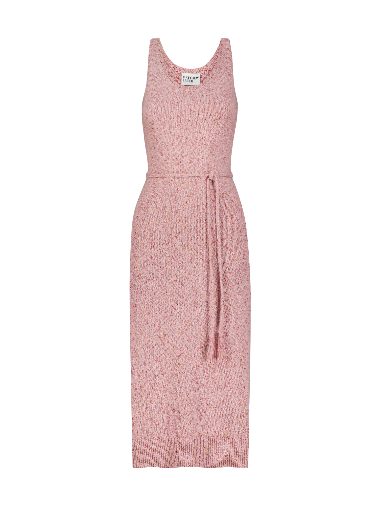 Pink Melange Scoop Neck Tank Midi Dress
