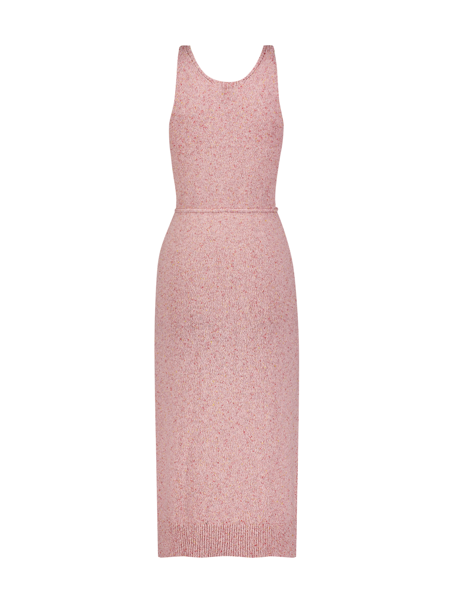 Pink Melange Scoop Neck Tank Midi Dress