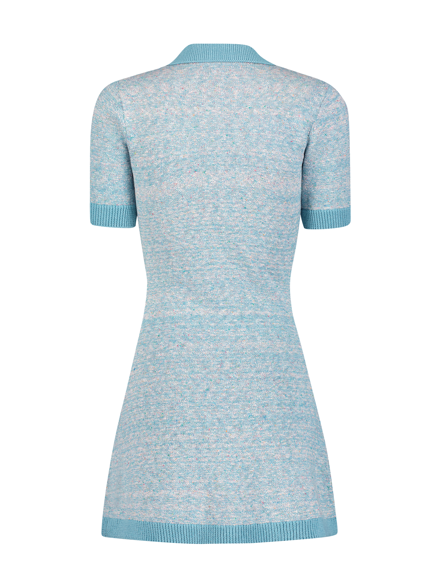 Seafoam Tweed Knit Collared Button Up Mini Dress