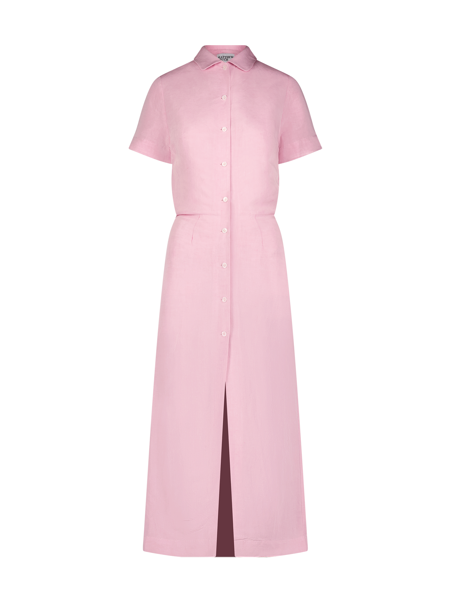 Blouson Pink Viscose Midi Shirt Dress