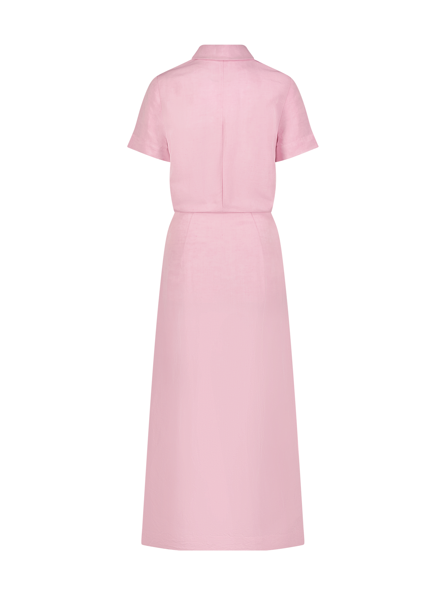 Blouson Pink Viscose Midi Shirt Dress
