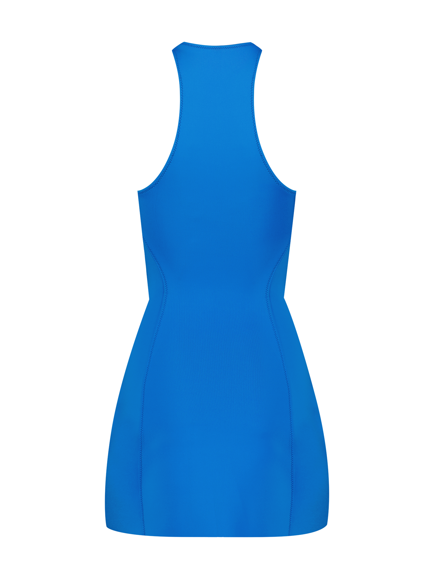 Tank Zip Bright Blue Neoprene Mini Dress