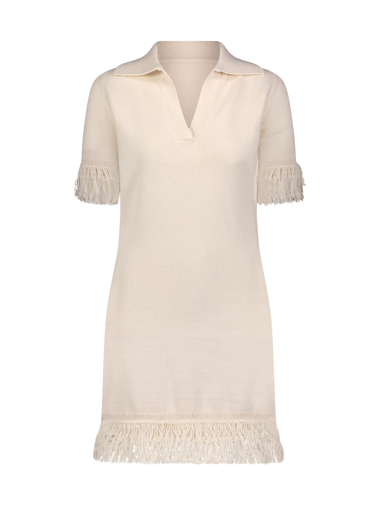 Fringe Cream Polo Mini Dress