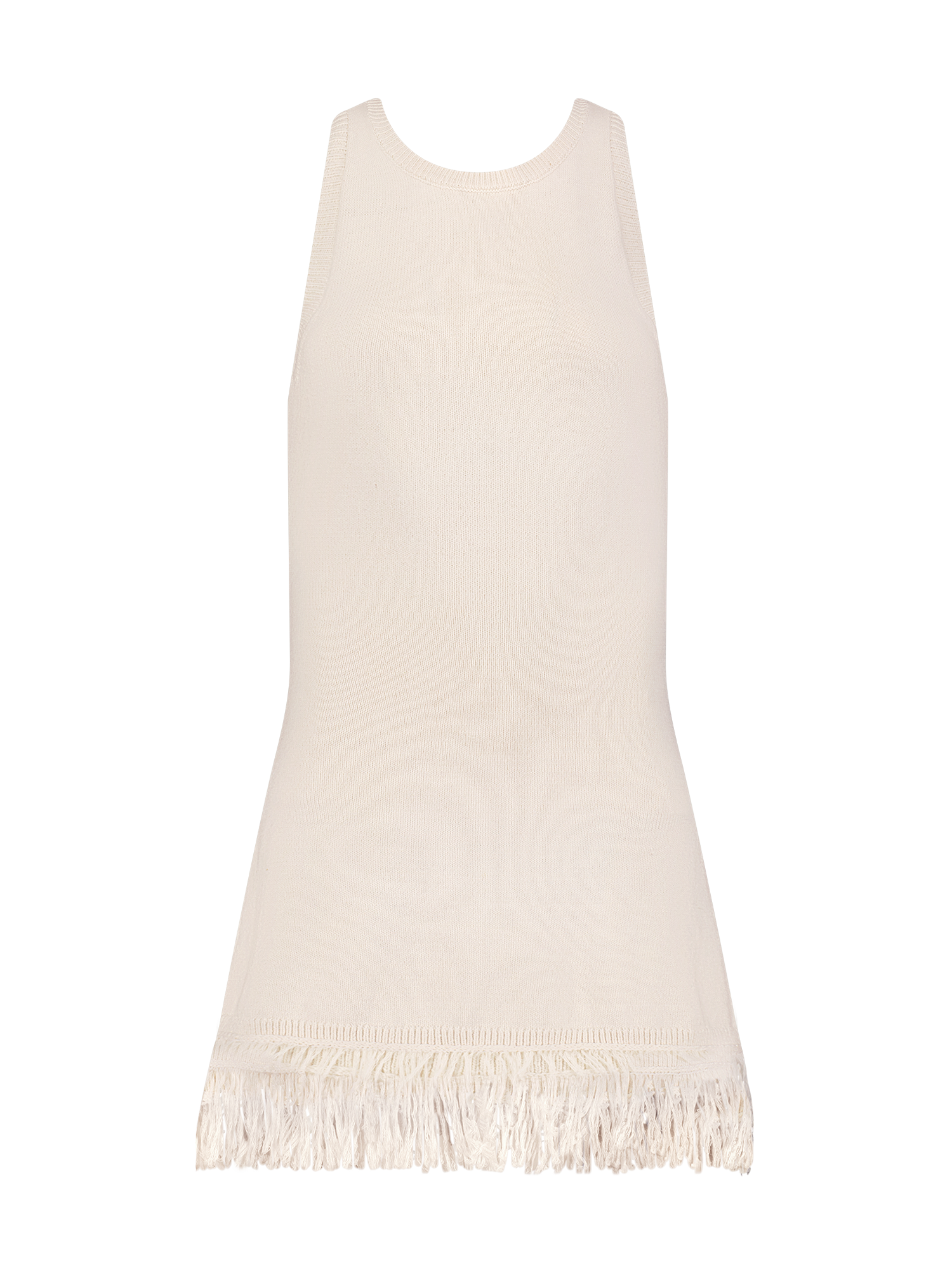 Fringe Cream Tank Mini Dress