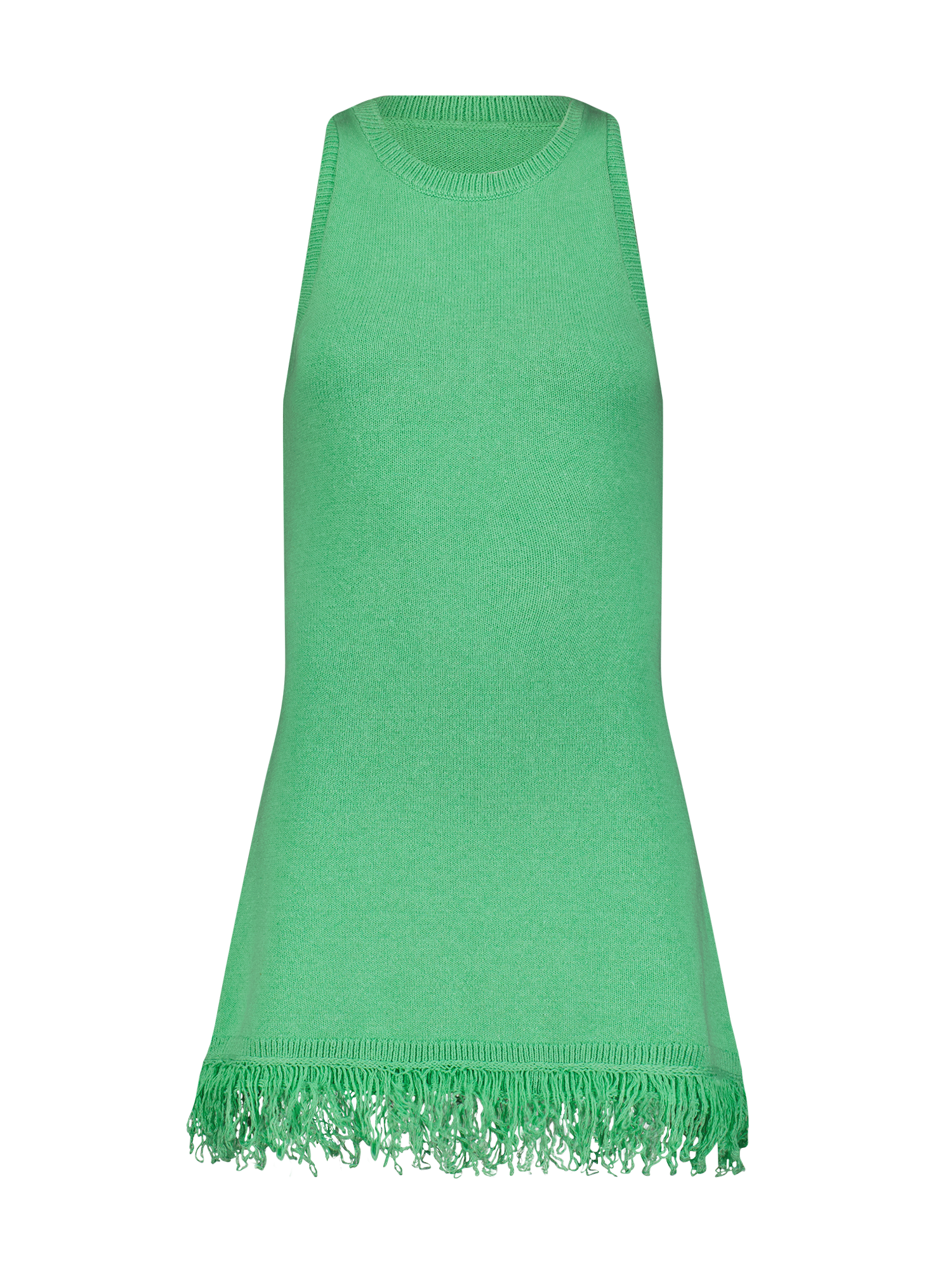 Fringe Green Tank Knit Mini Dress