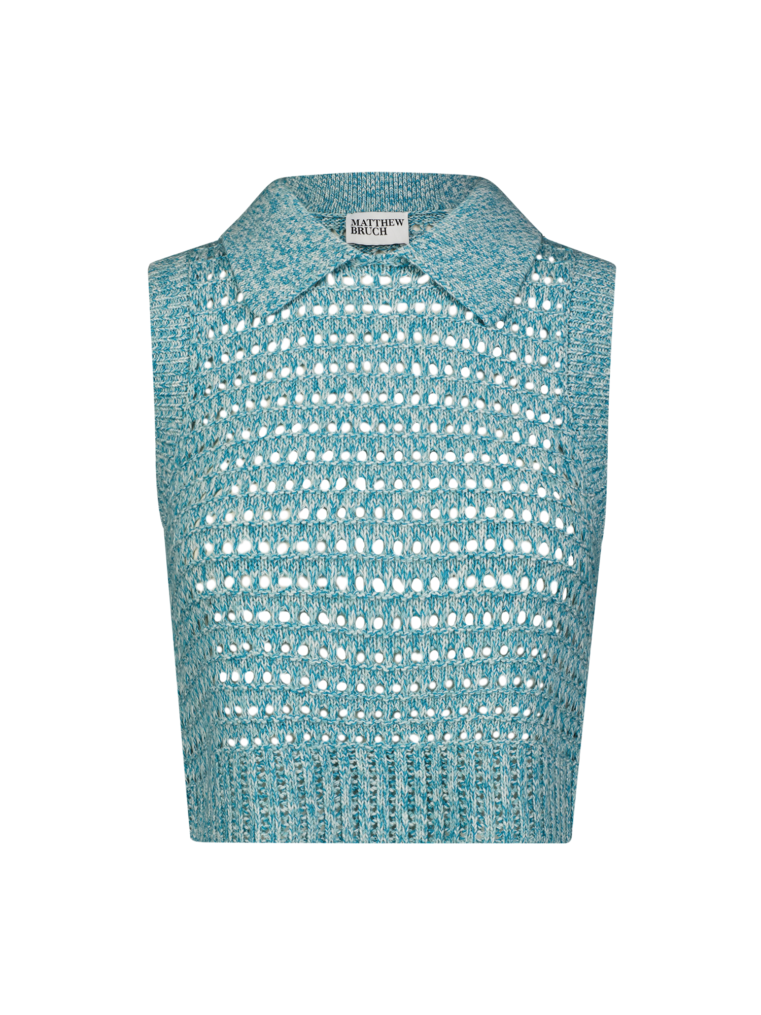 Aqua Knit Mesh Collared Tank Top