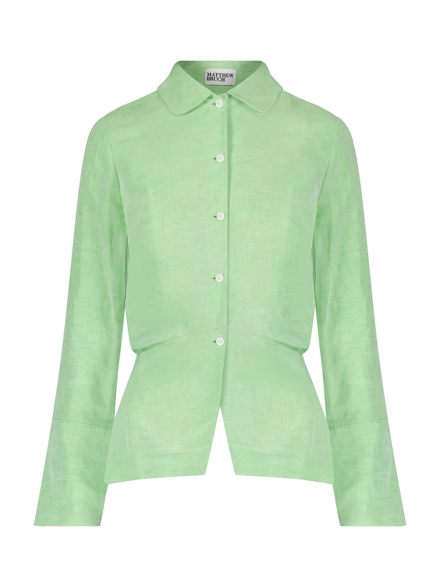 Blouson Long Sleeve Green Viscose Blouse