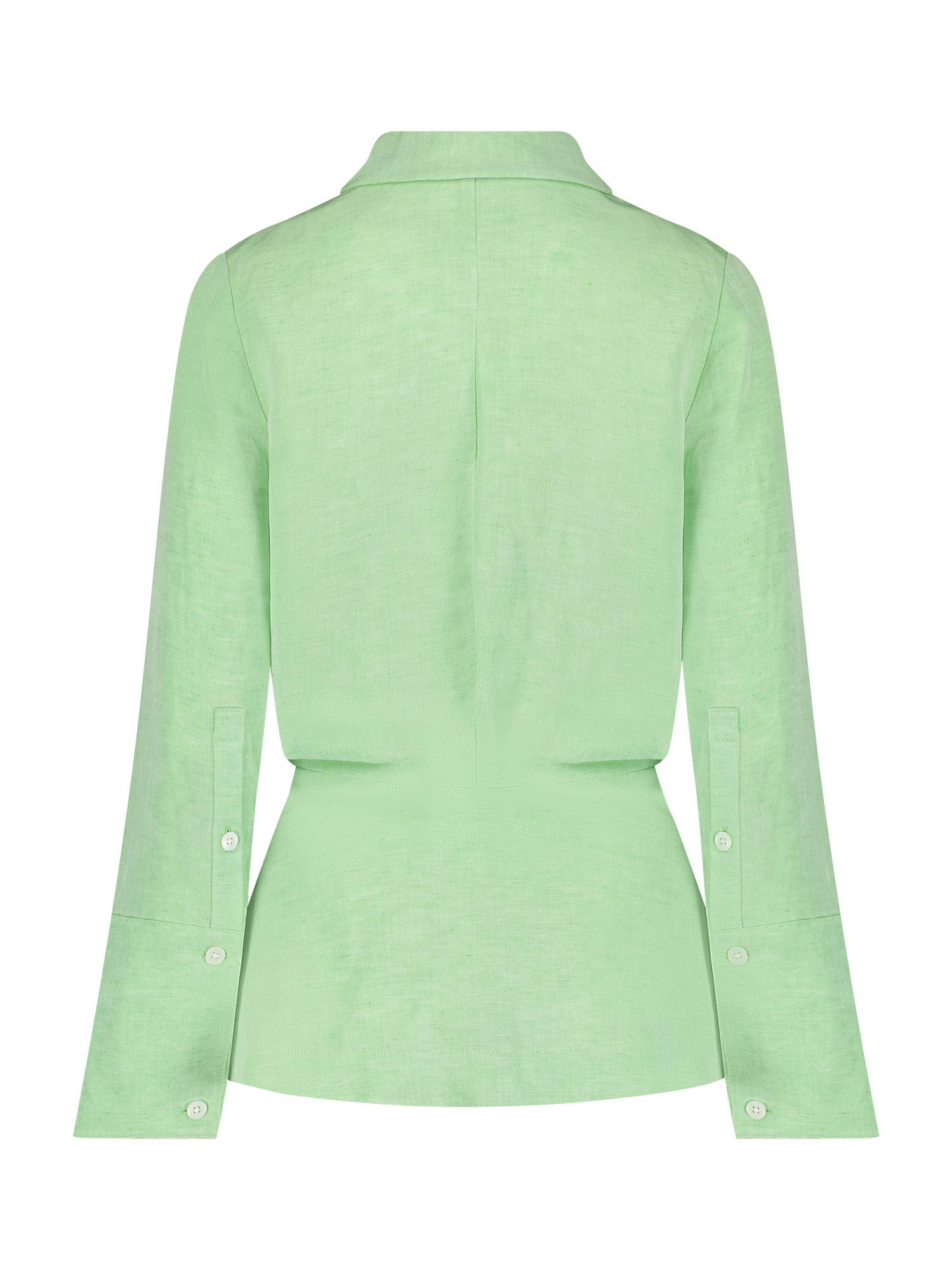 Blouson Long Sleeve Green Viscose Blouse